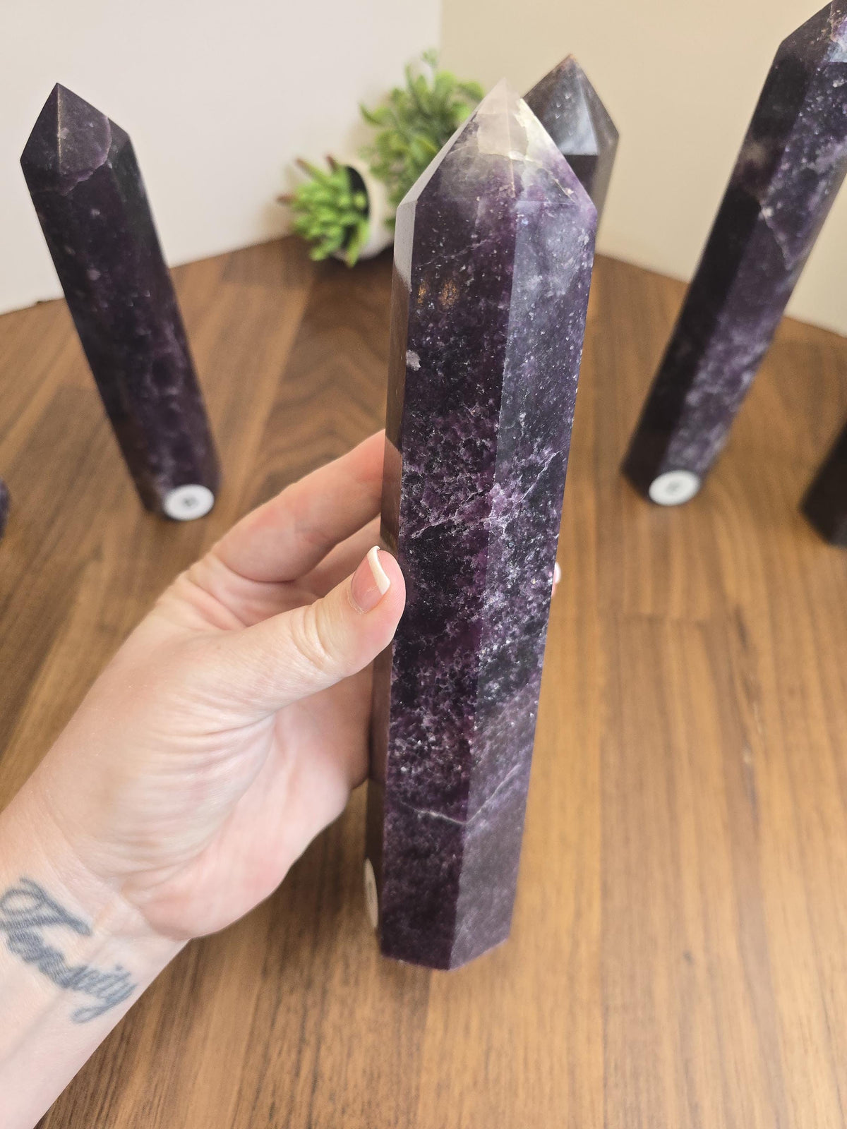 Unicorn Stone Tower: Lepidolite, Pink Tourmaline & Smokey Quartz Crystal Point