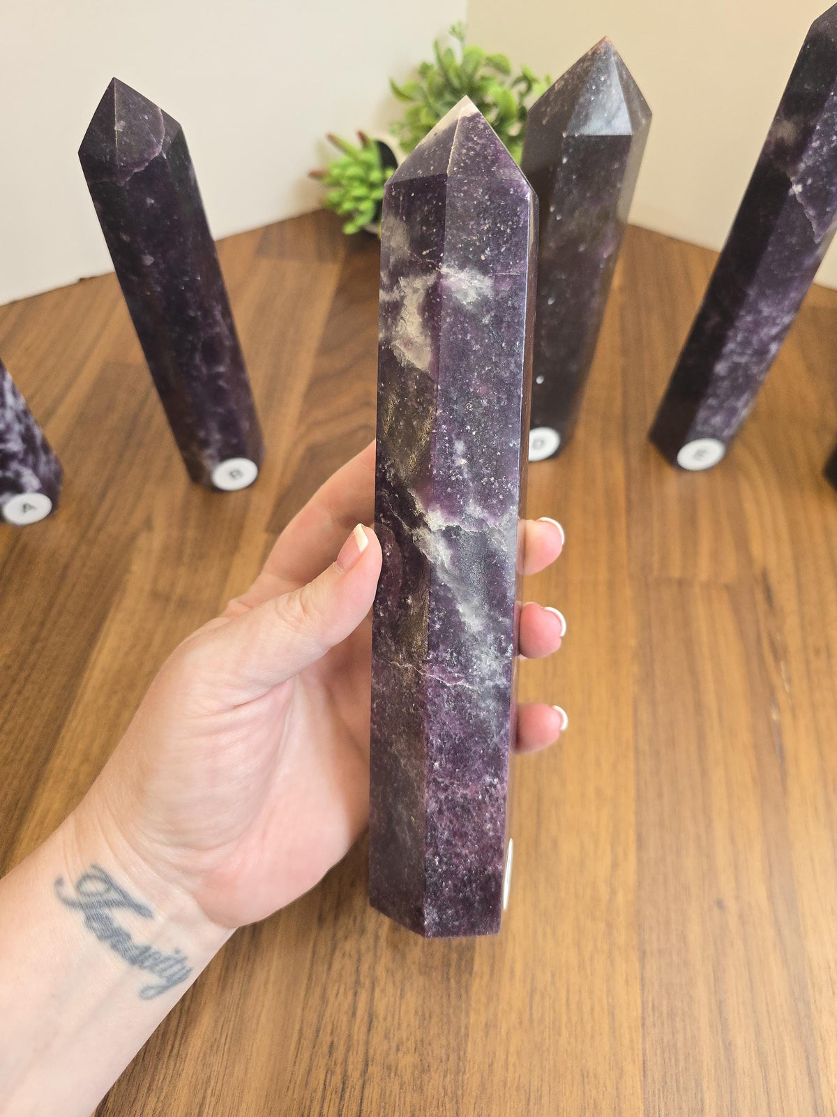 Unicorn Stone Tower: Lepidolite, Pink Tourmaline & Smokey Quartz Crystal Point