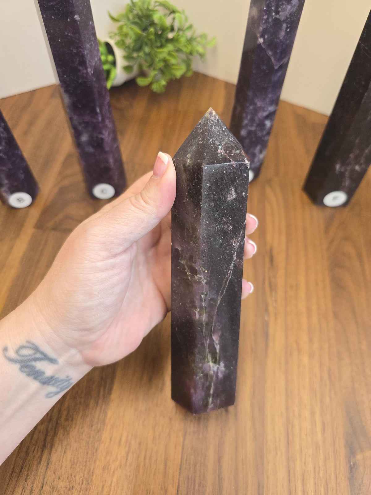 Unicorn Stone Tower: Lepidolite, Pink Tourmaline & Smokey Quartz Crystal Point