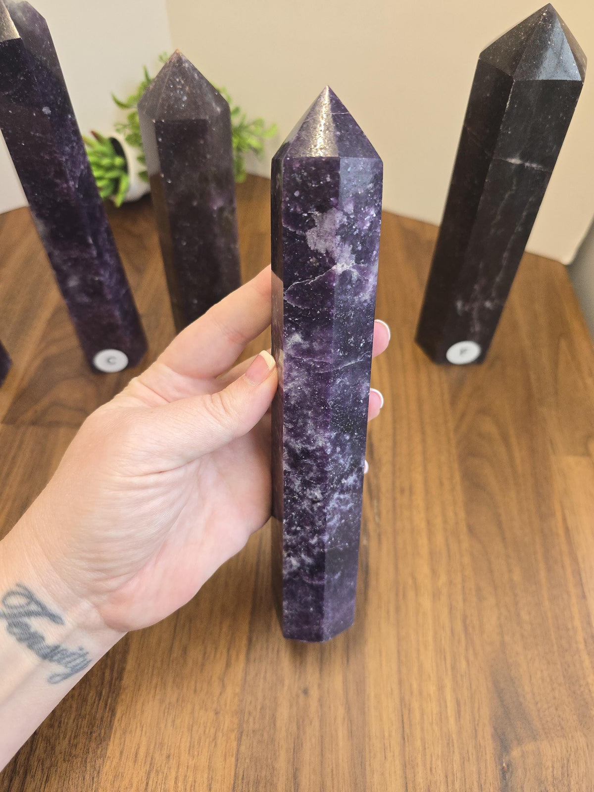 Unicorn Stone Tower: Lepidolite, Pink Tourmaline & Smokey Quartz Crystal Point