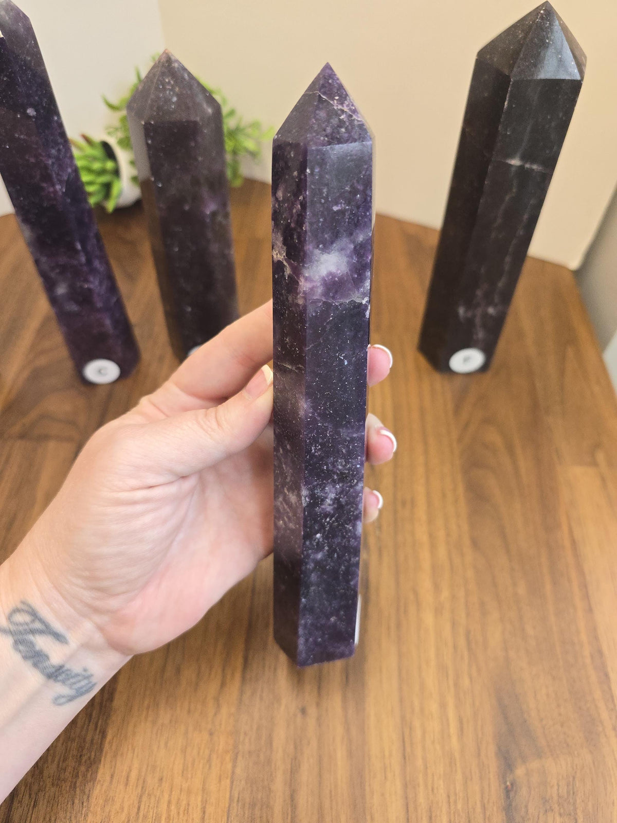 Unicorn Stone Tower: Lepidolite, Pink Tourmaline & Smokey Quartz Crystal Point