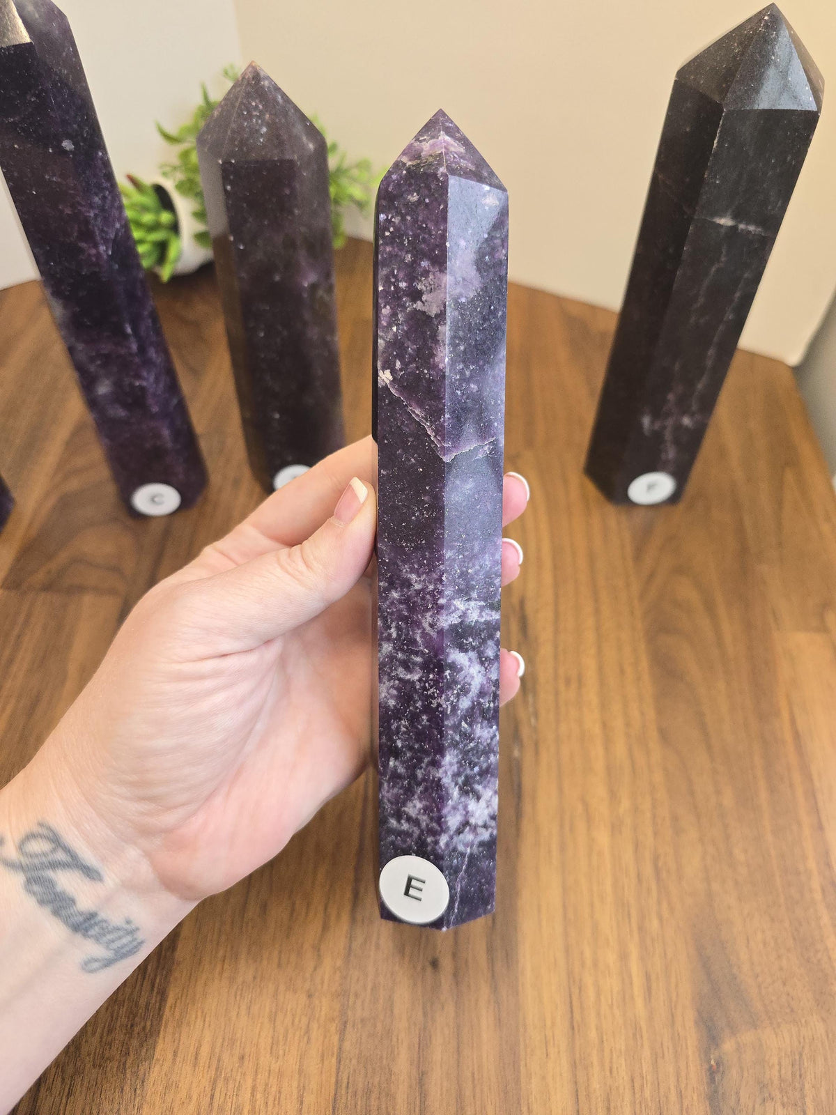 Unicorn Stone Tower: Lepidolite, Pink Tourmaline & Smokey Quartz Crystal Point