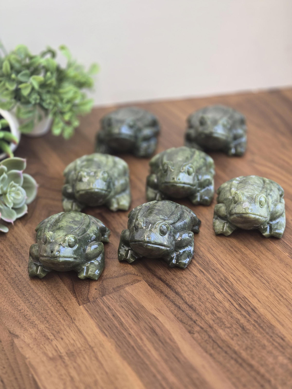 Jade Frog Sculpture: Green and White Crystal - Handpicked 3 Inches