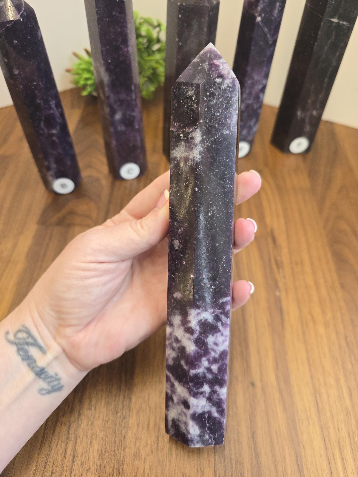 Unicorn Stone Tower: Lepidolite, Pink Tourmaline & Smokey Quartz Crystal Point