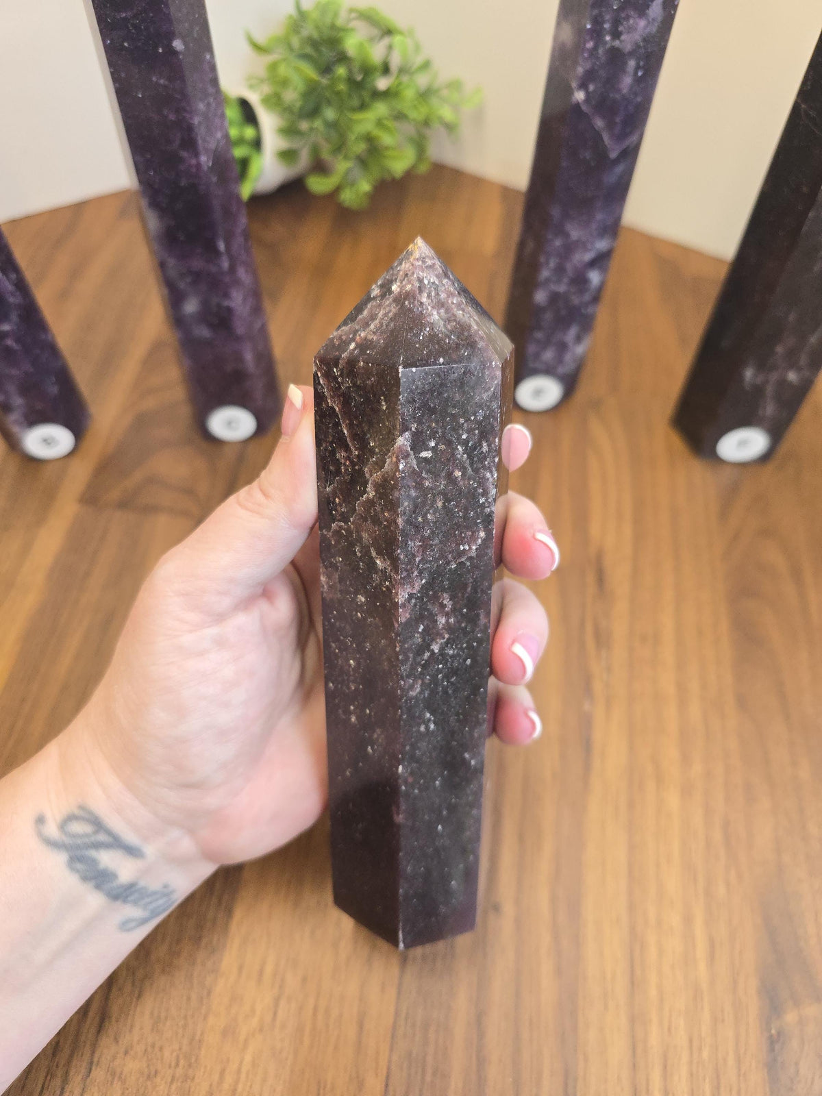 Unicorn Stone Tower: Lepidolite, Pink Tourmaline & Smokey Quartz Crystal Point
