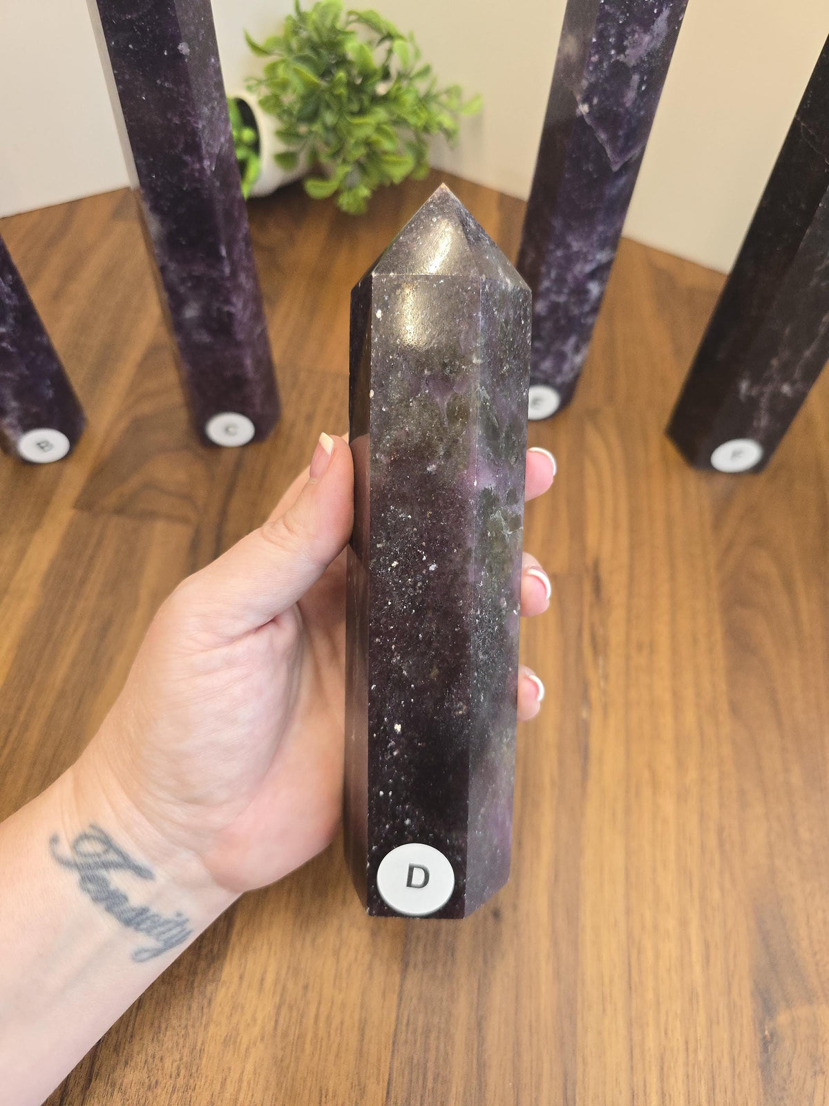 Unicorn Stone Tower: Lepidolite, Pink Tourmaline & Smokey Quartz Crystal Point