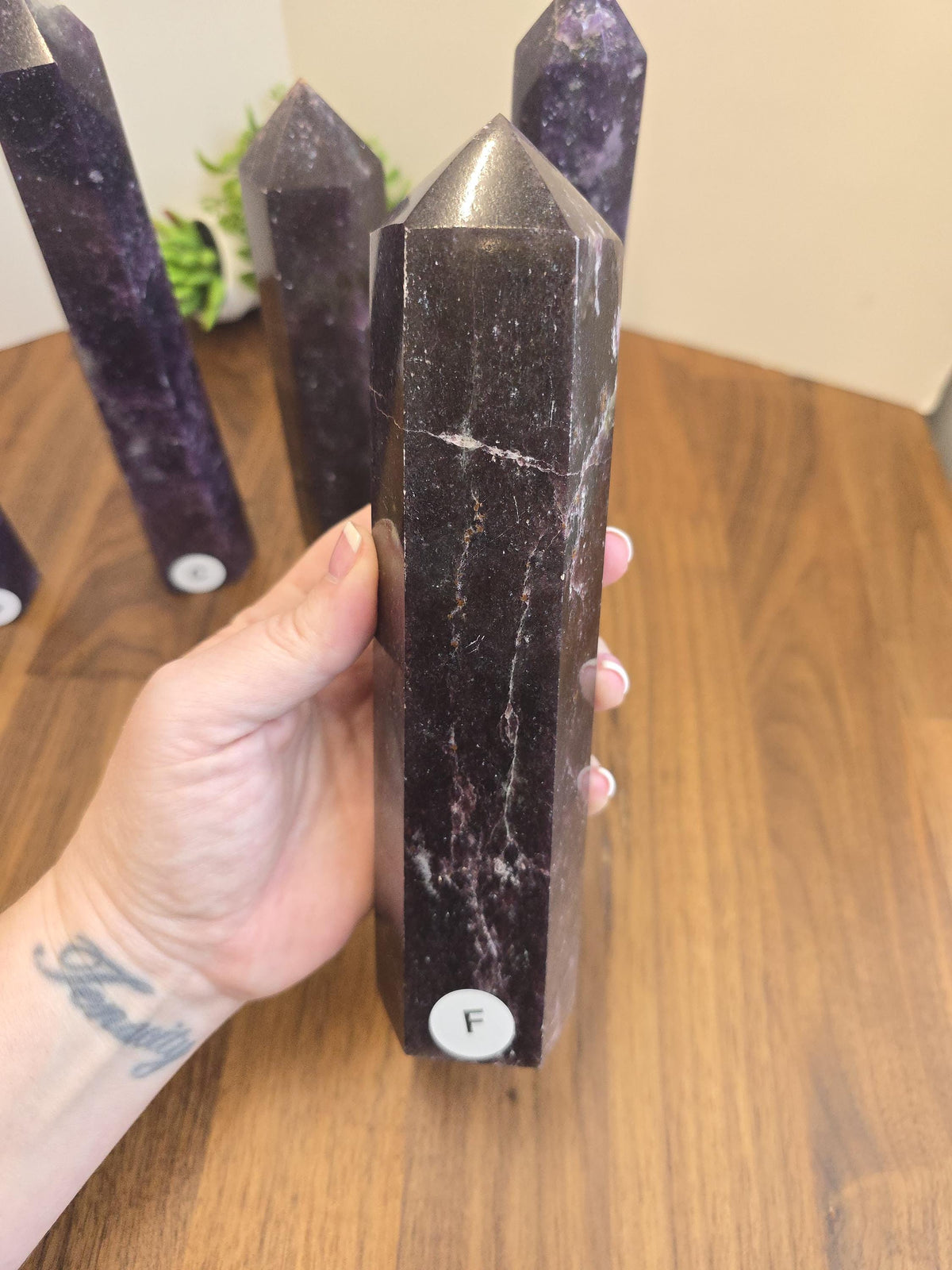 Unicorn Stone Tower: Lepidolite, Pink Tourmaline & Smokey Quartz Crystal Point