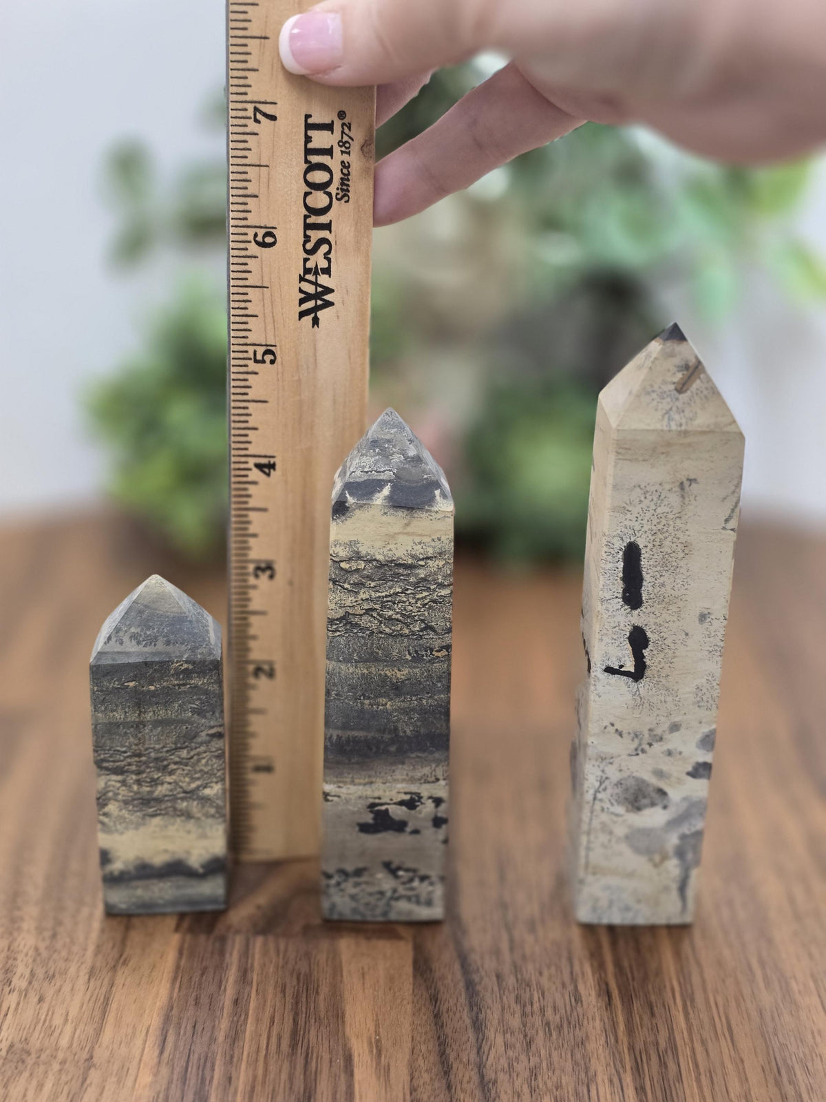 Inv - Picture Stone Tower | Dreamy Landscape Stone Points in Desert Beige, Creamy Tan and Earthy Brown | Natural Minimalist Home Decor