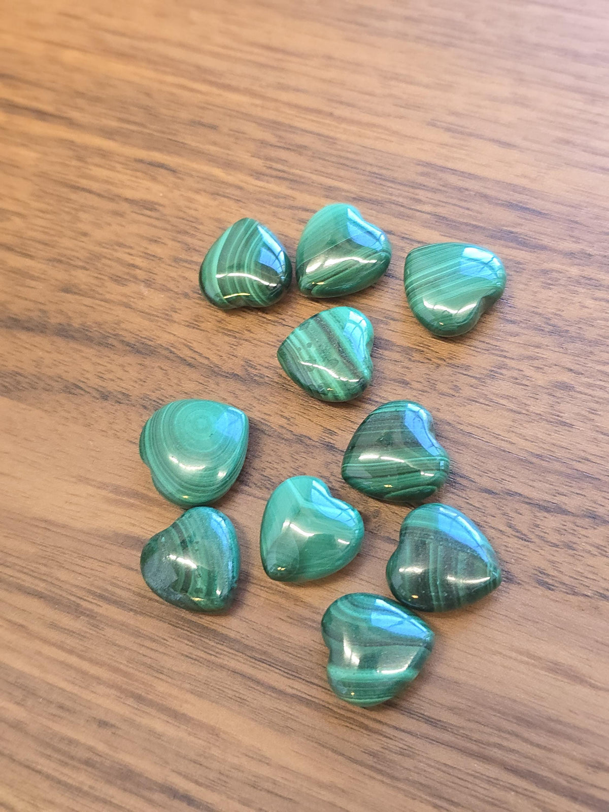 Malachite Hearts | Green Pocket Stone | Deep Green Patterned Crystals | Mini Heart Carving | Intuitively Chosen