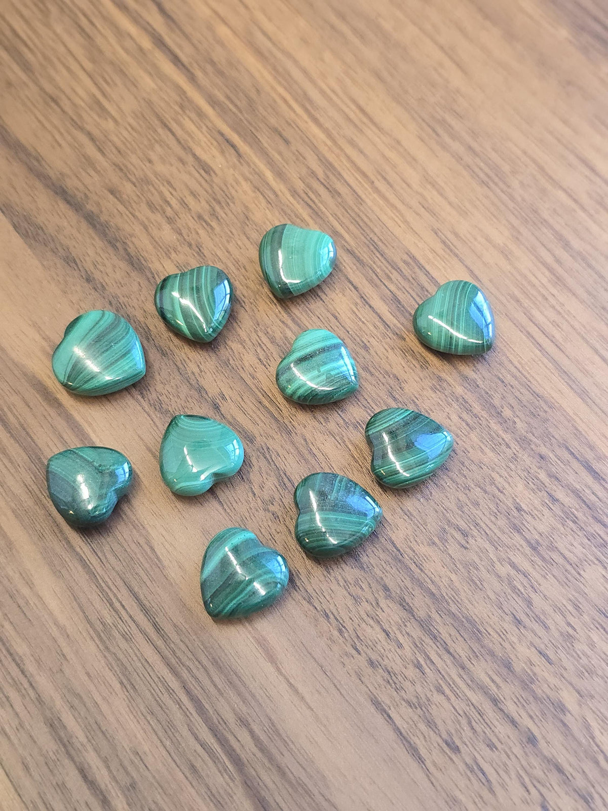 Malachite Hearts | Green Pocket Stone | Deep Green Patterned Crystals | Mini Heart Carving | Intuitively Chosen