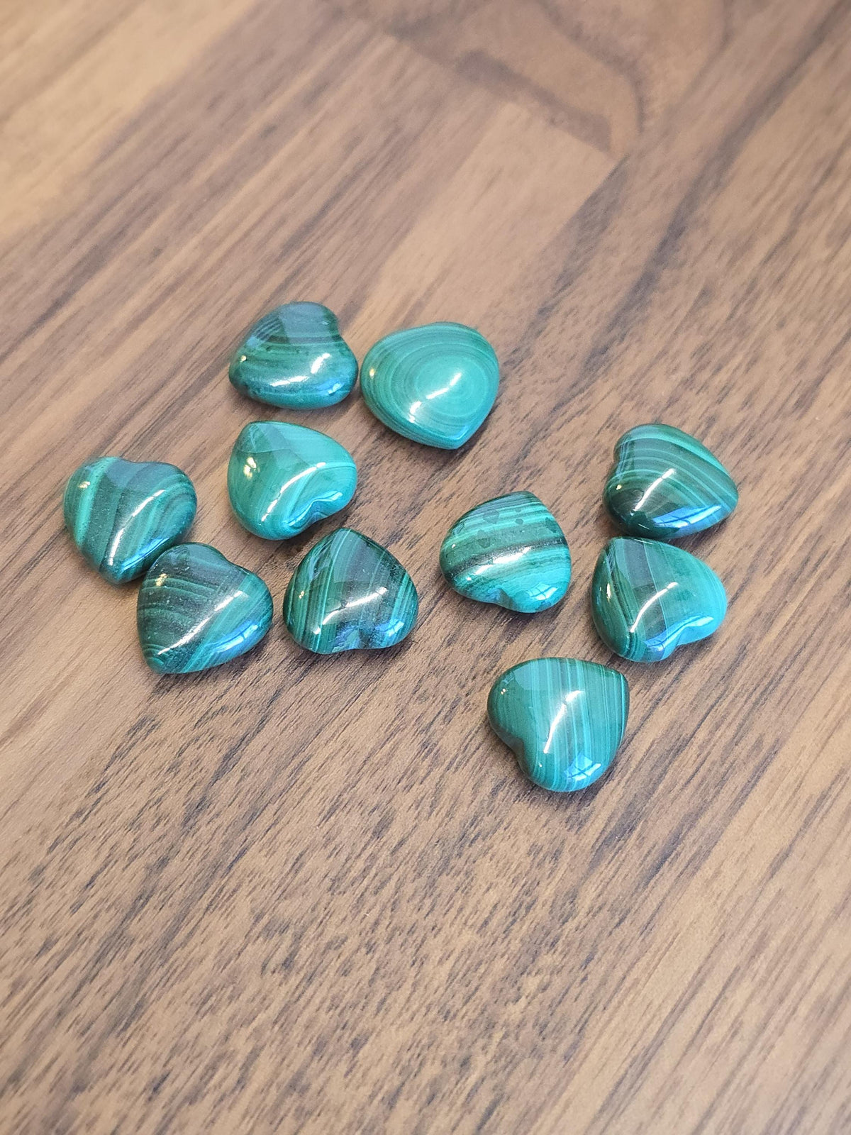 Malachite Hearts | Green Pocket Stone | Deep Green Patterned Crystals | Mini Heart Carving | Intuitively Chosen