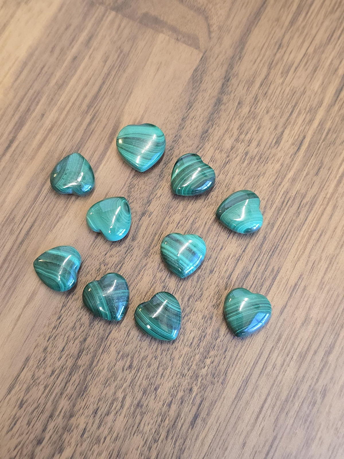 Malachite Hearts | Green Pocket Stone | Deep Green Patterned Crystals | Mini Heart Carving | Intuitively Chosen