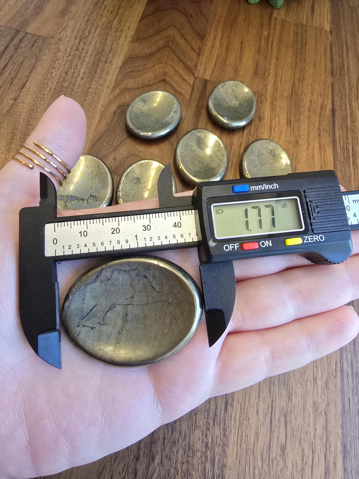 Pyrite Worry Stone | 1.77" | Fools Gold | Black Inclusions | Father's Day Gifts | 2024 | Pocket Crystals | ADHD Fidget | Intuitively Chosen