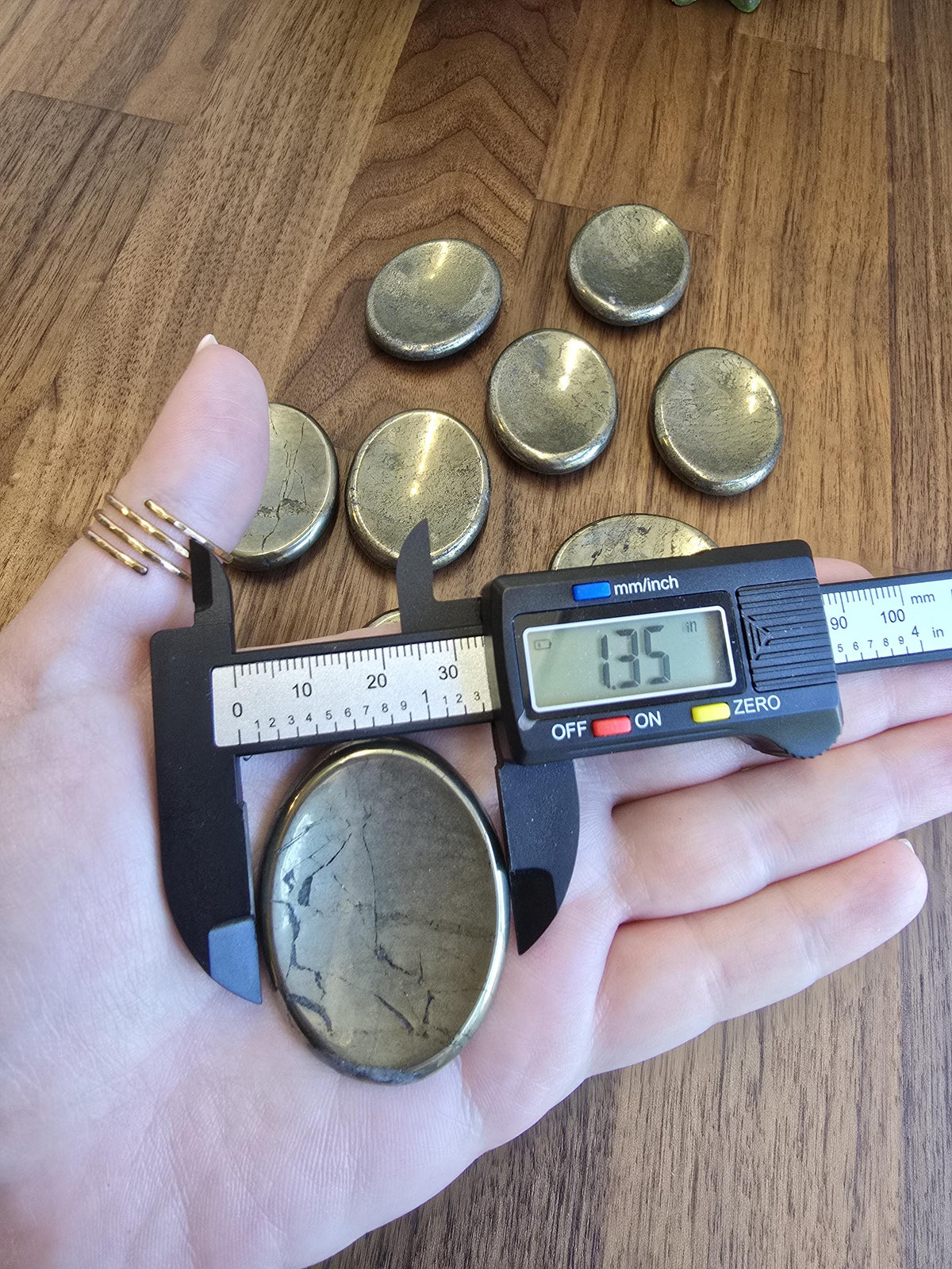 Pyrite Worry Stone | 1.77" | Fools Gold | Black Inclusions | Father's Day Gifts | 2024 | Pocket Crystals | ADHD Fidget | Intuitively Chosen