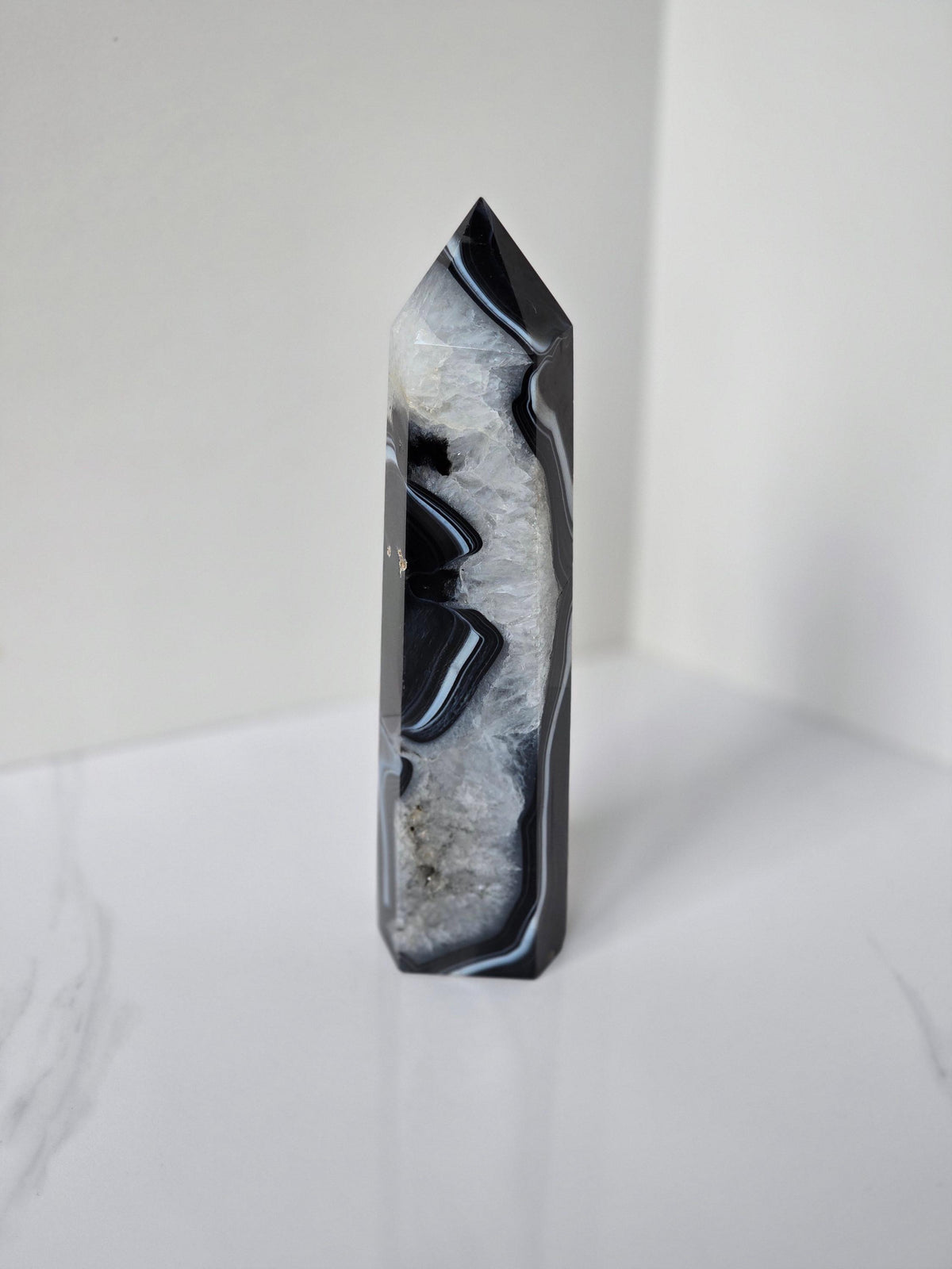 Black Banded Agate Tower - A