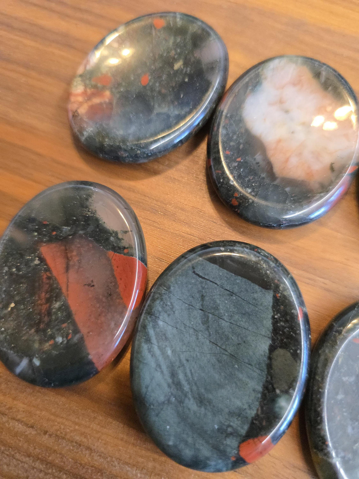 Bloodstone Worry Stone | 1.75" | Gray & Red Crystal | Pocket Crystals | ADHD Fidget | Intuitively Chosen