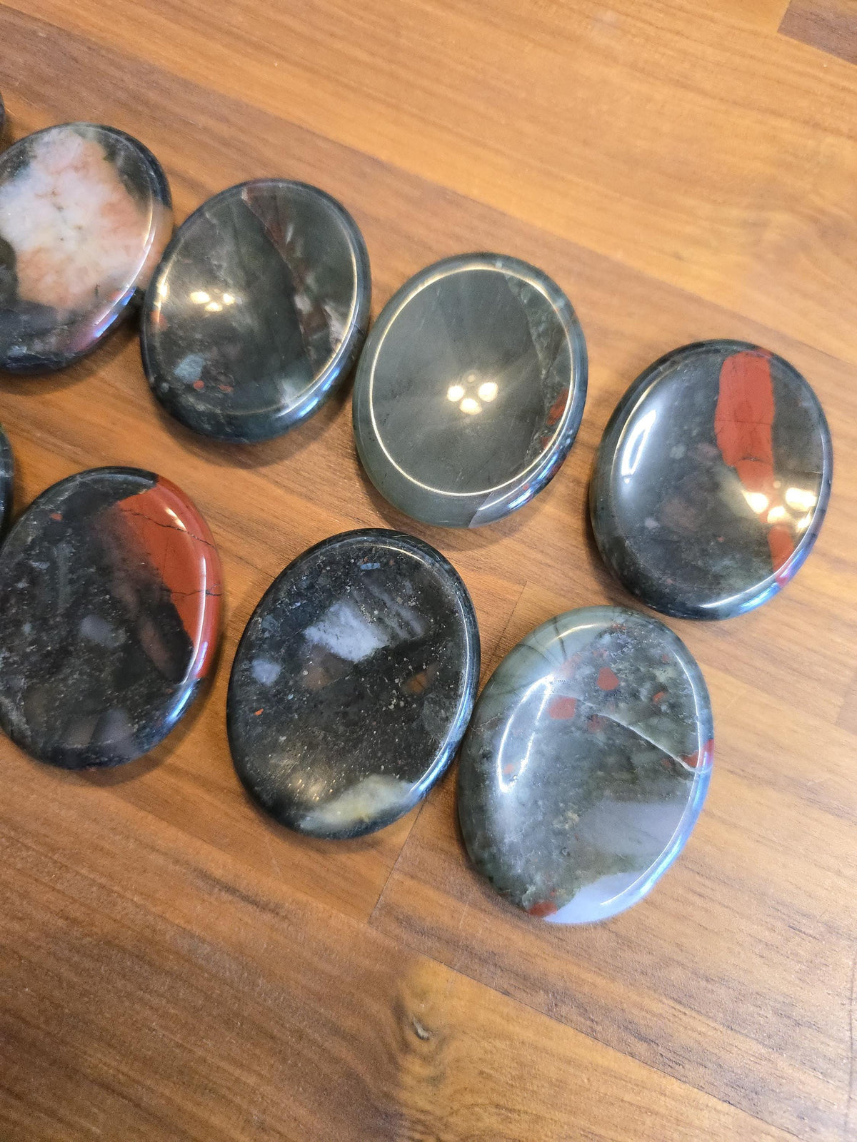 Bloodstone Worry Stone | 1.75" | Gray & Red Crystal | Pocket Crystals | ADHD Fidget | Intuitively Chosen