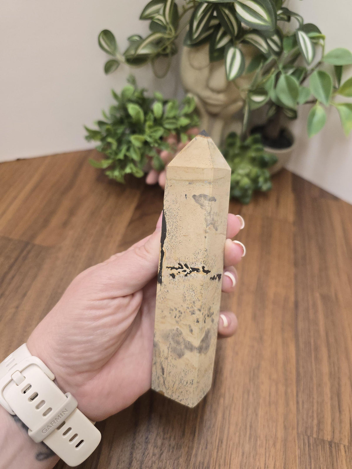 Inv - Picture Stone Tower | Dreamy Landscape Stone Points in Desert Beige, Creamy Tan and Earthy Brown | Natural Minimalist Home Decor