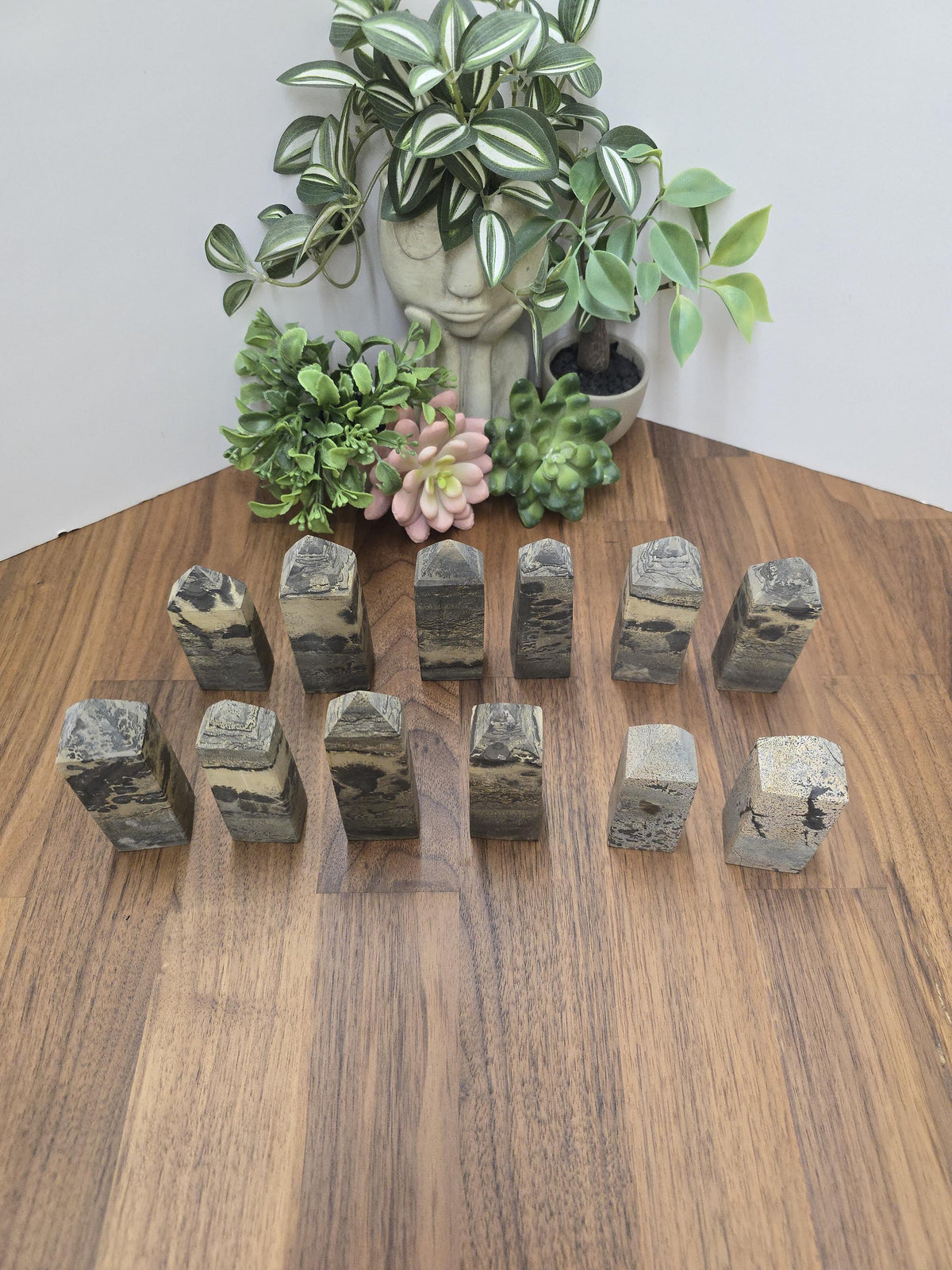 Inv - Picture Stone Tower | Dreamy Landscape Stone Points in Desert Beige, Creamy Tan and Earthy Brown | Natural Minimalist Home Decor