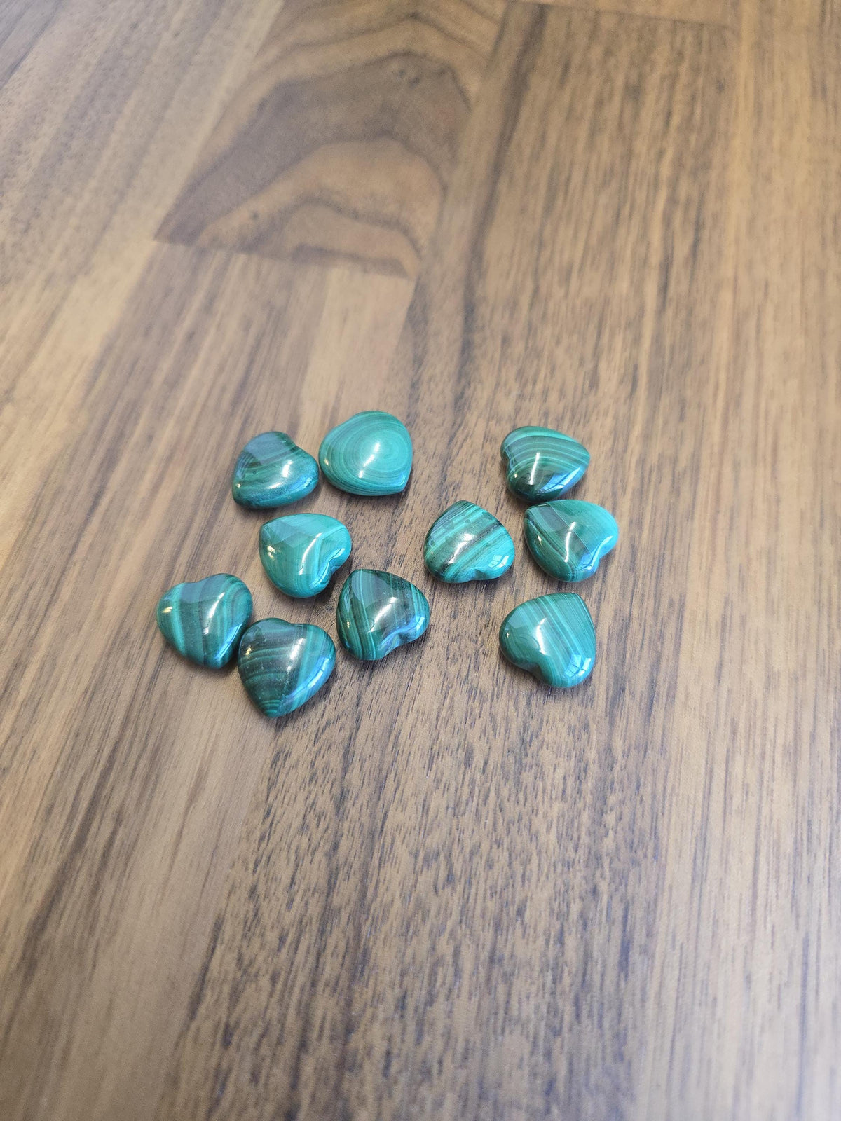 Malachite Hearts | Green Pocket Stone | Deep Green Patterned Crystals | Mini Heart Carving | Intuitively Chosen