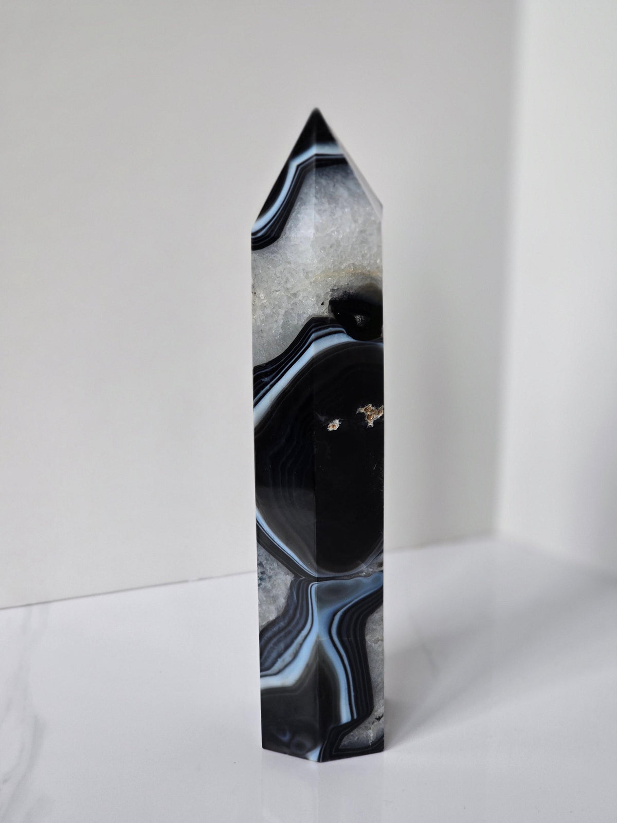 Black Banded Agate Tower - A