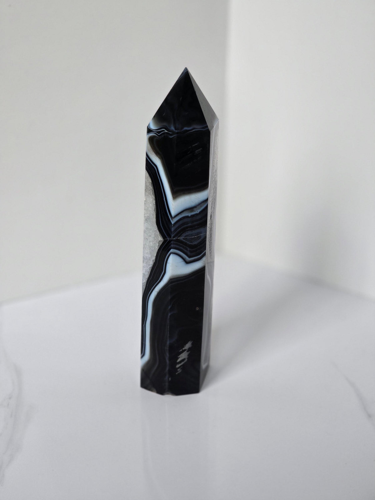 Black Banded Agate Tower - A