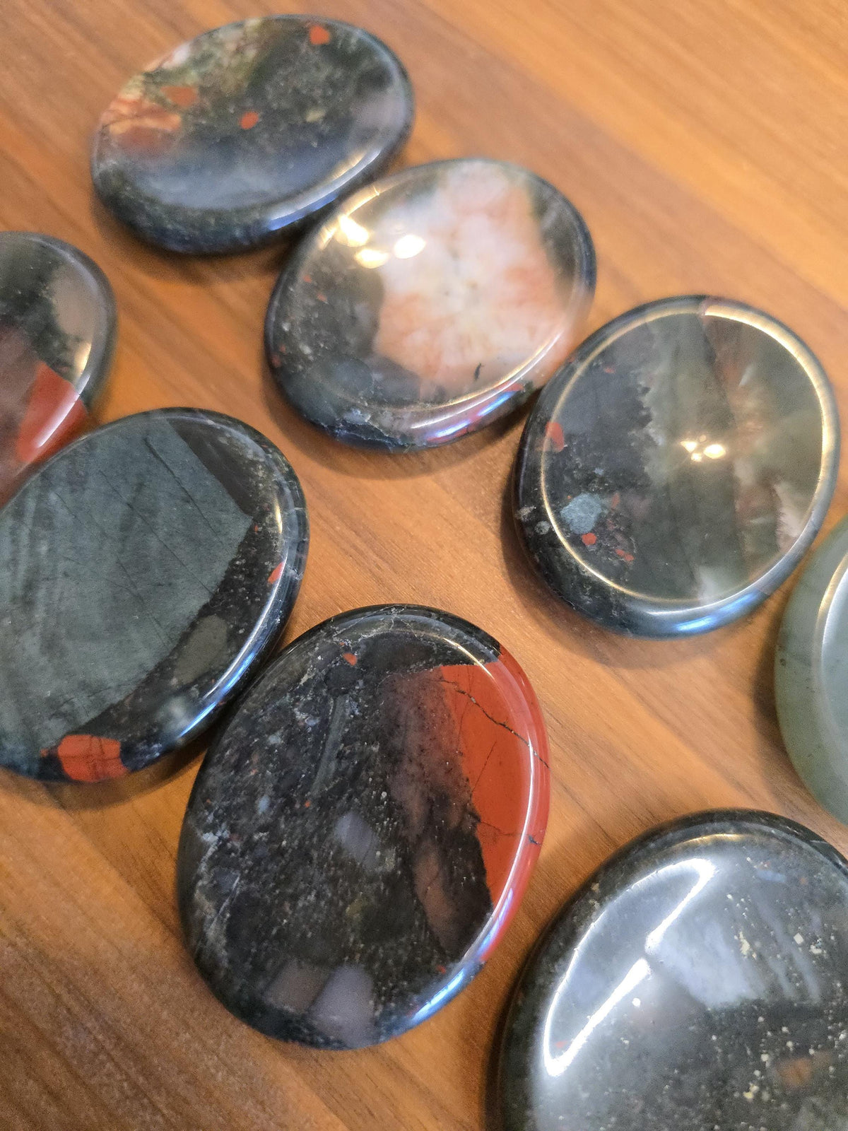Bloodstone Worry Stone | 1.75" | Gray & Red Crystal | Pocket Crystals | ADHD Fidget | Intuitively Chosen