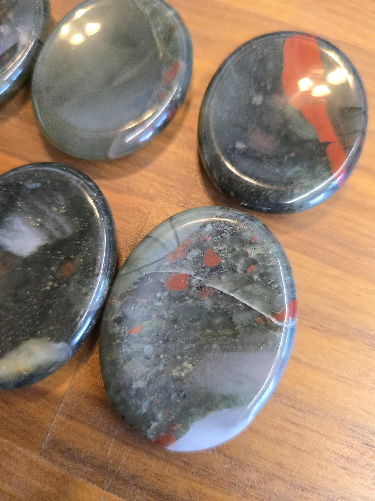 Bloodstone Worry Stone | 1.75" | Gray & Red Crystal | Pocket Crystals | ADHD Fidget | Intuitively Chosen
