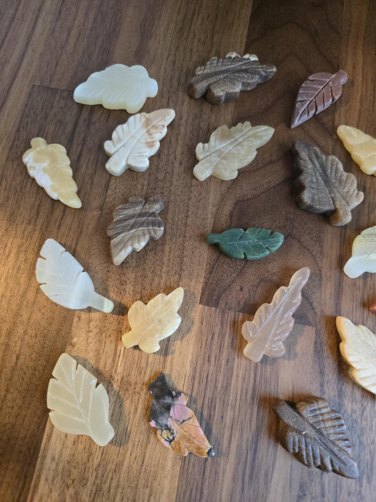 Hand Carved Leaf Mystery Pick! One crystal autumn leaf chosen intuitively just for you! Hand Carved Decor for Fall | Variety or Stones