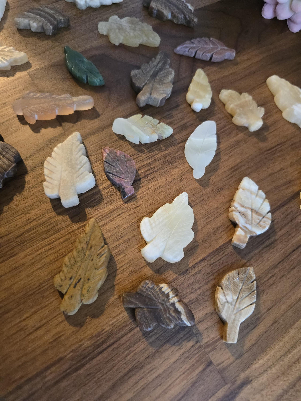 Hand Carved Leaf Mystery Pick! One crystal autumn leaf chosen intuitively just for you! Hand Carved Decor for Fall | Variety or Stones