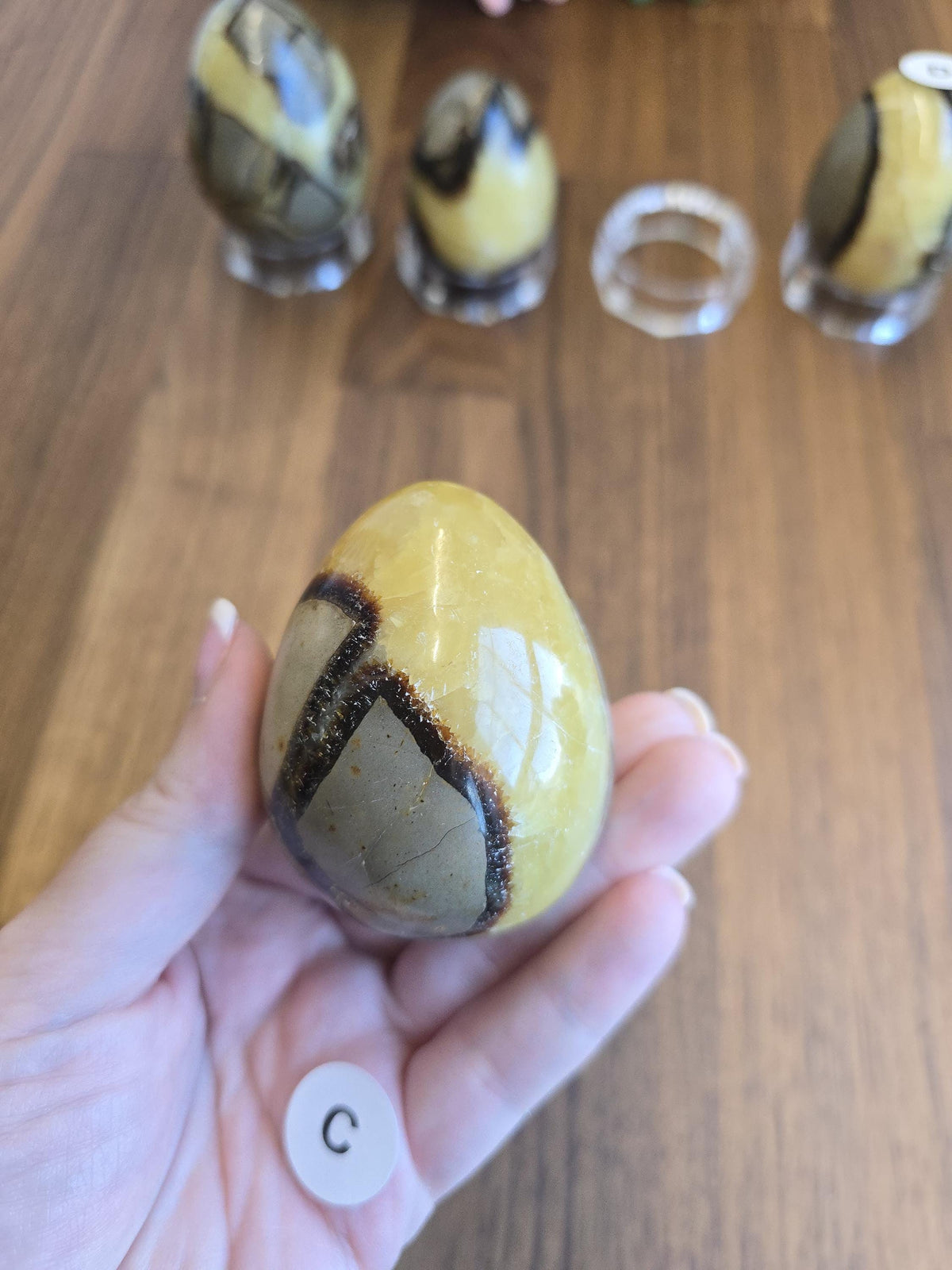 Septarian Crystal Dragon Egg - Yellow and Brown Natural Stone