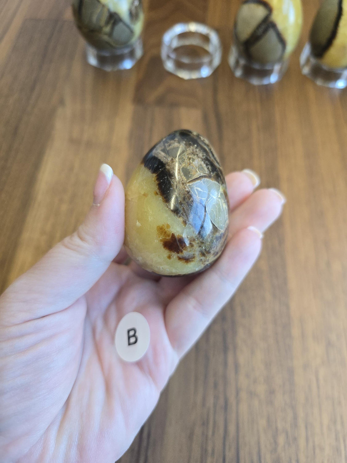 Septarian Crystal Dragon Egg - Yellow and Brown Natural Stone
