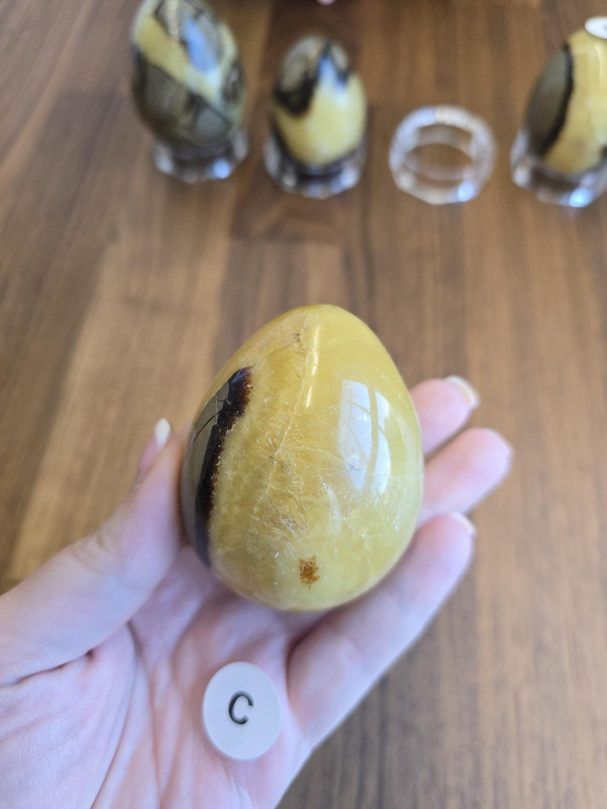Septarian Crystal Dragon Egg - Yellow and Brown Natural Stone