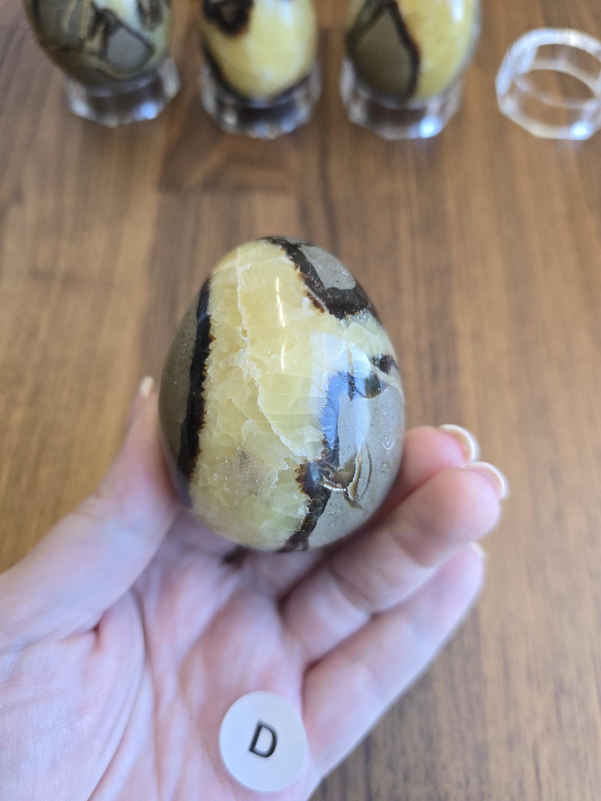 Septarian Crystal Dragon Egg - Yellow and Brown Natural Stone