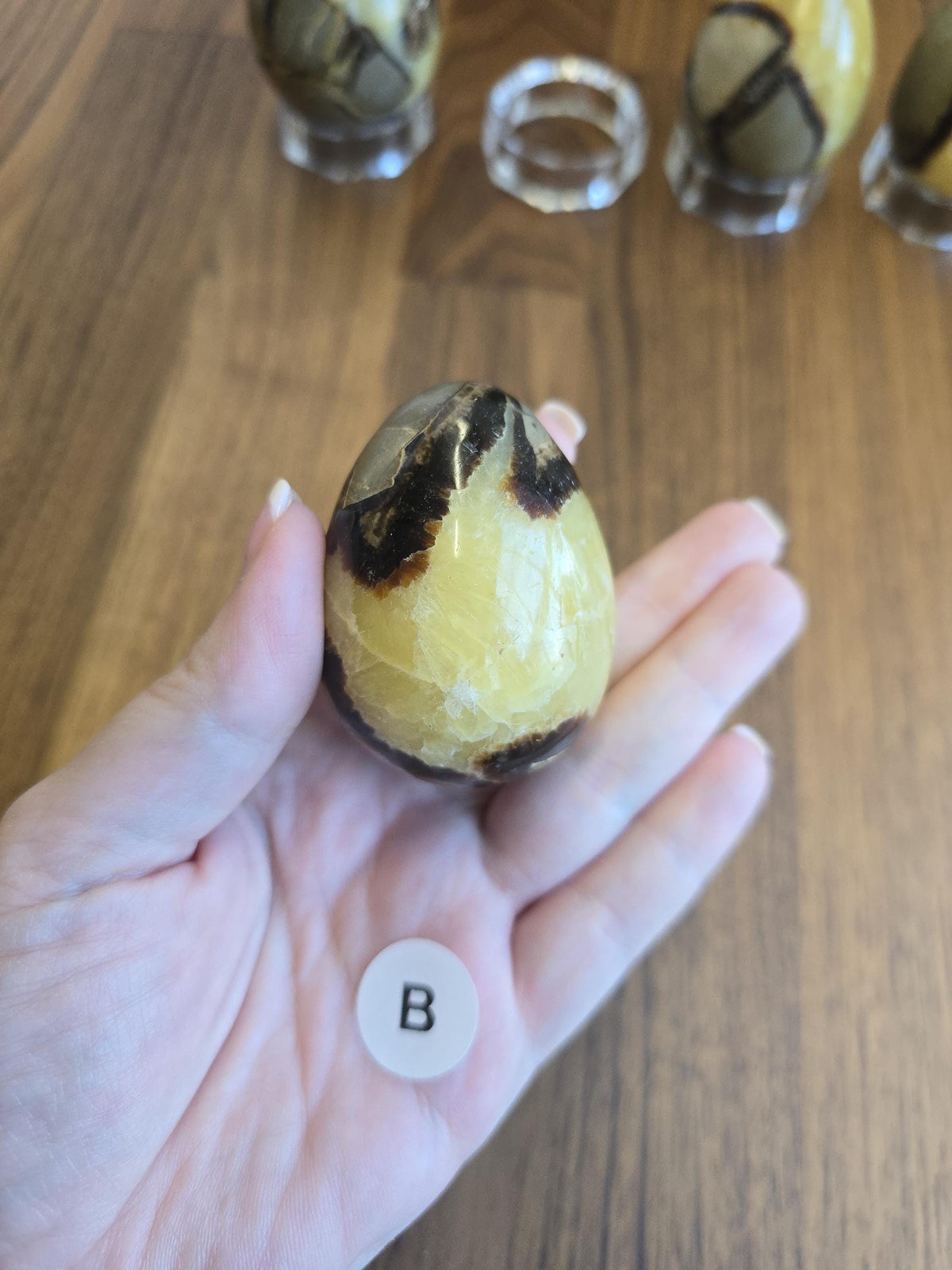 Septarian Crystal Dragon Egg - Yellow and Brown Natural Stone