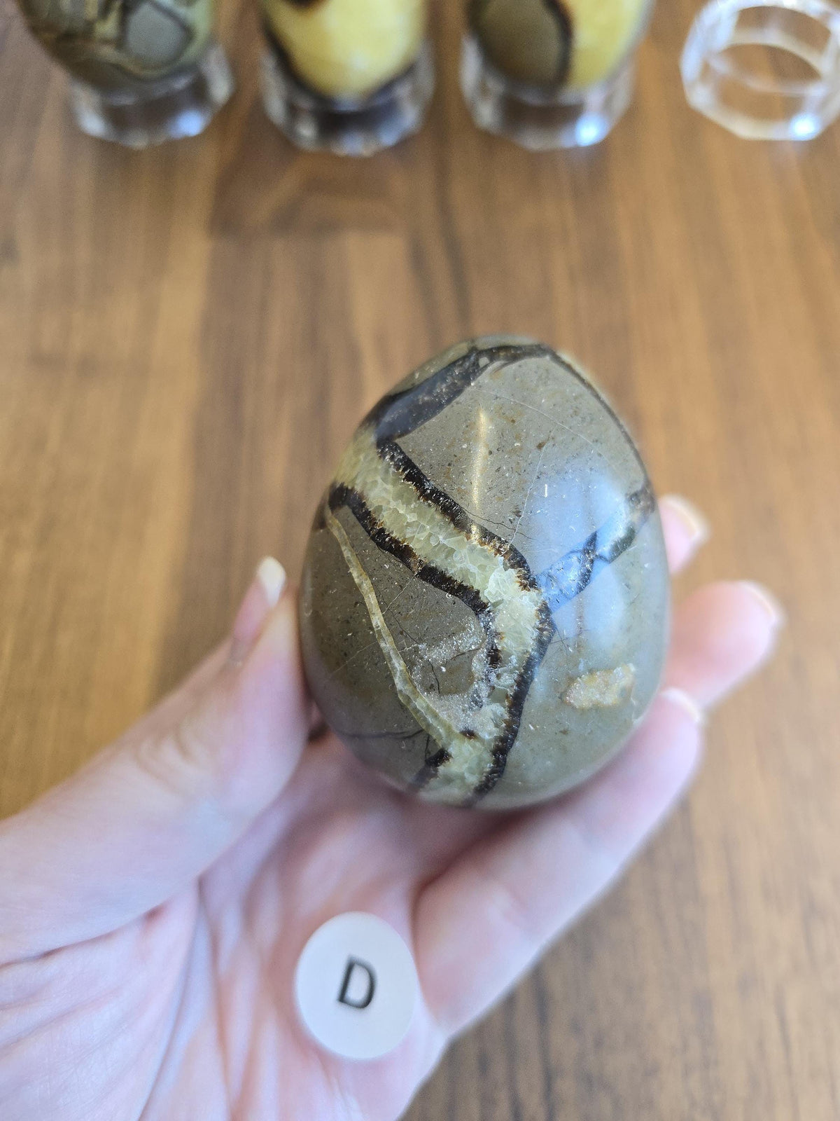 Septarian Crystal Dragon Egg - Yellow and Brown Natural Stone