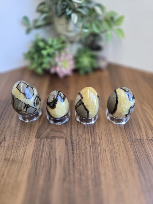Septarian Crystal Dragon Egg - Yellow and Brown Natural Stone