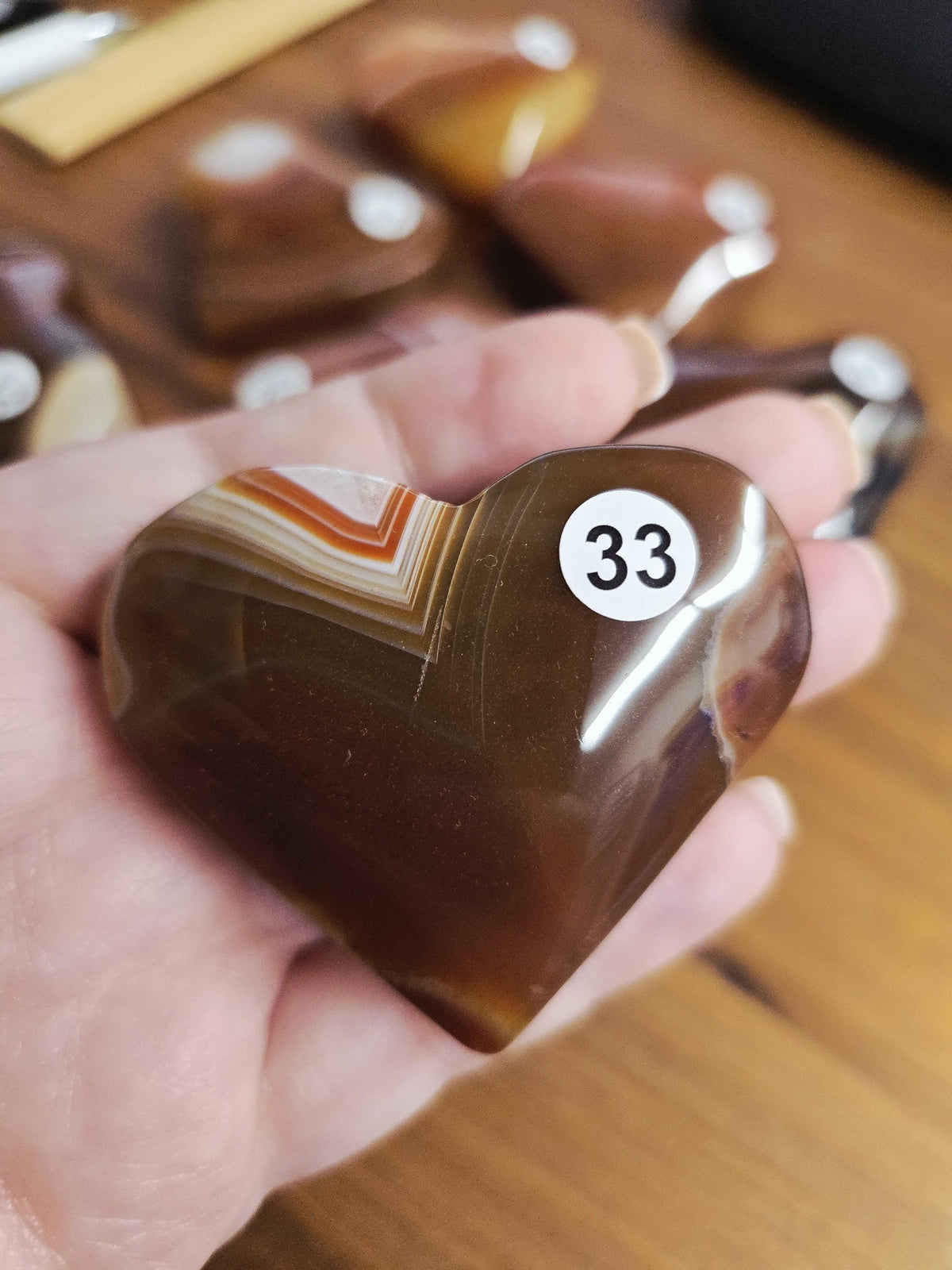 Inv - Carnelian Puffy Hearts | Red Banded Agate Crystals for Valentine Gifts | Pretty Sardonyx Stones for Christmas Stocking Stuffers