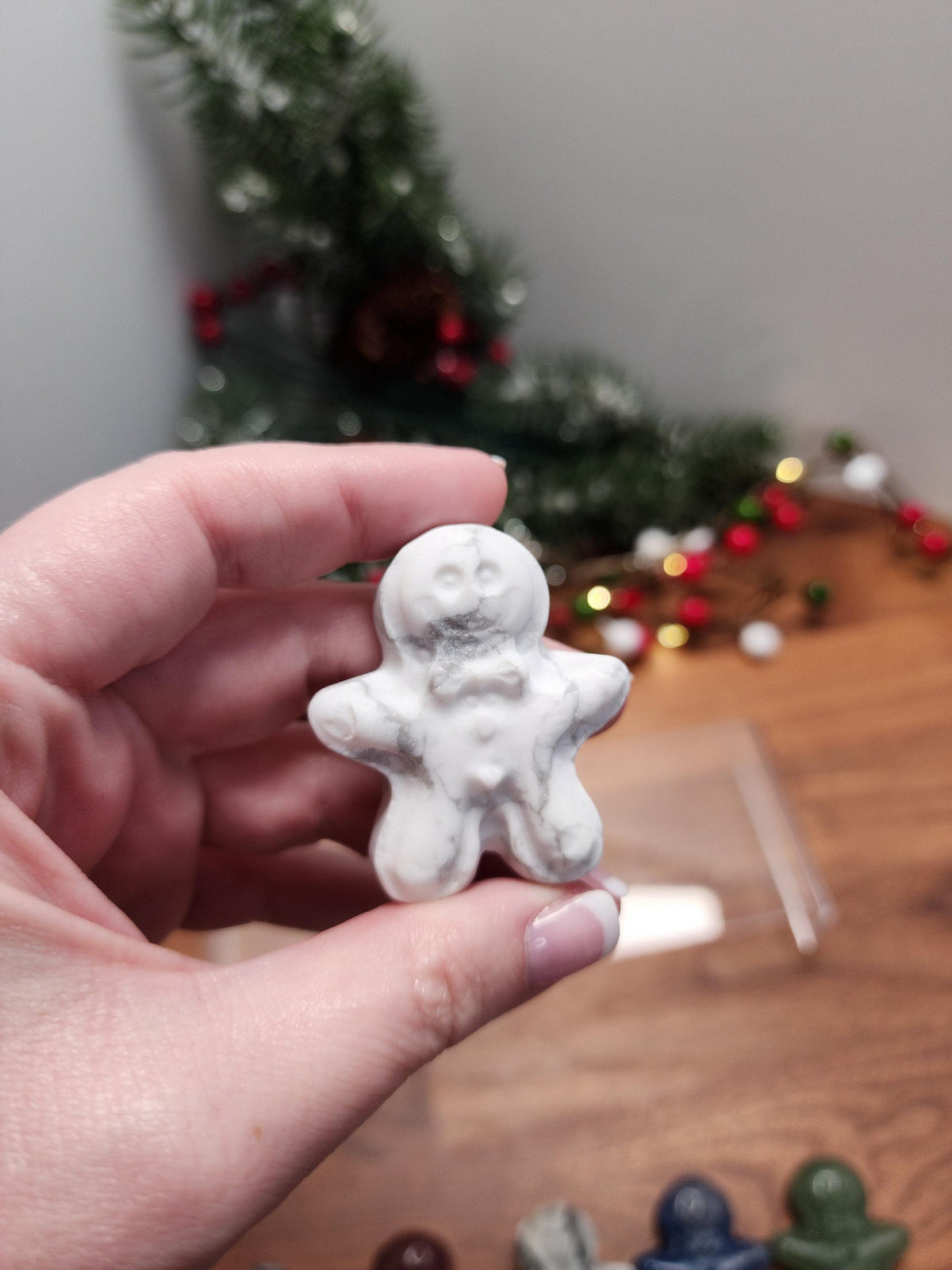 Inv - Adorable Crystal Gingerbread Man | Cute Holiday Decor for Small Christmas Desk Display, Stocking Stuffer Gift, or Village Snowman