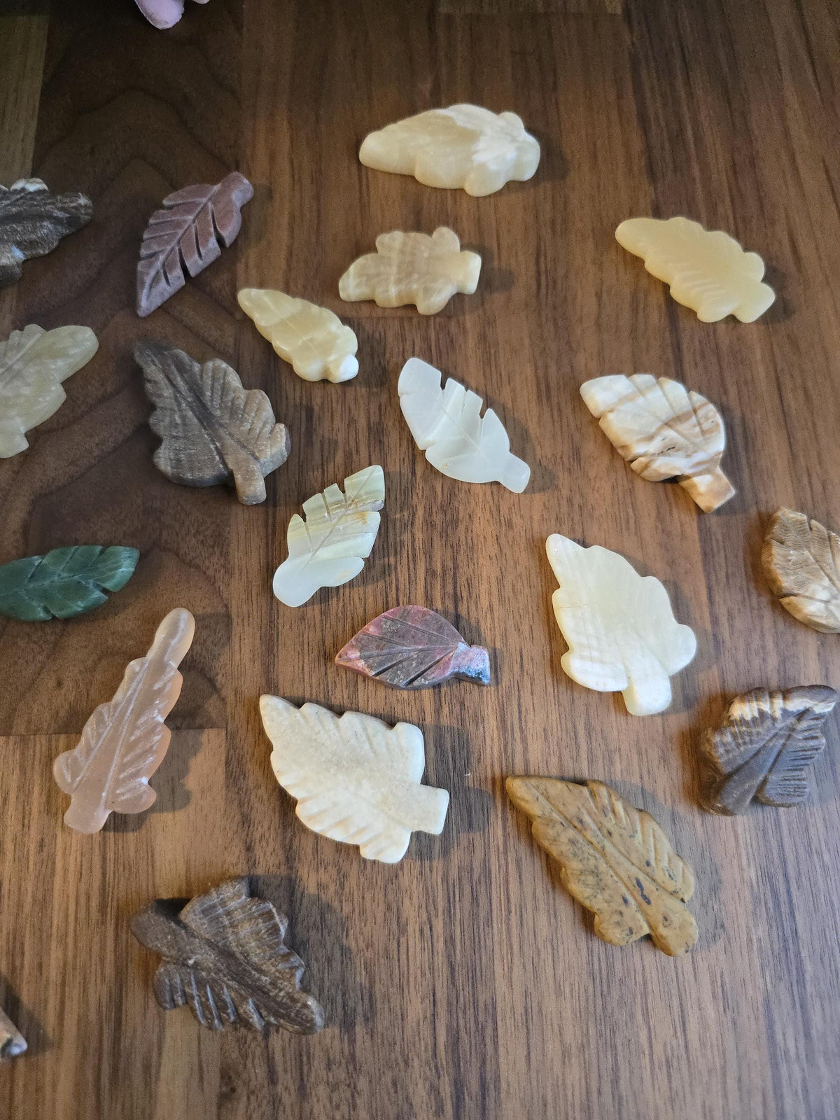 Hand Carved Leaf Mystery Pick! One crystal autumn leaf chosen intuitively just for you! Hand Carved Decor for Fall | Variety or Stones