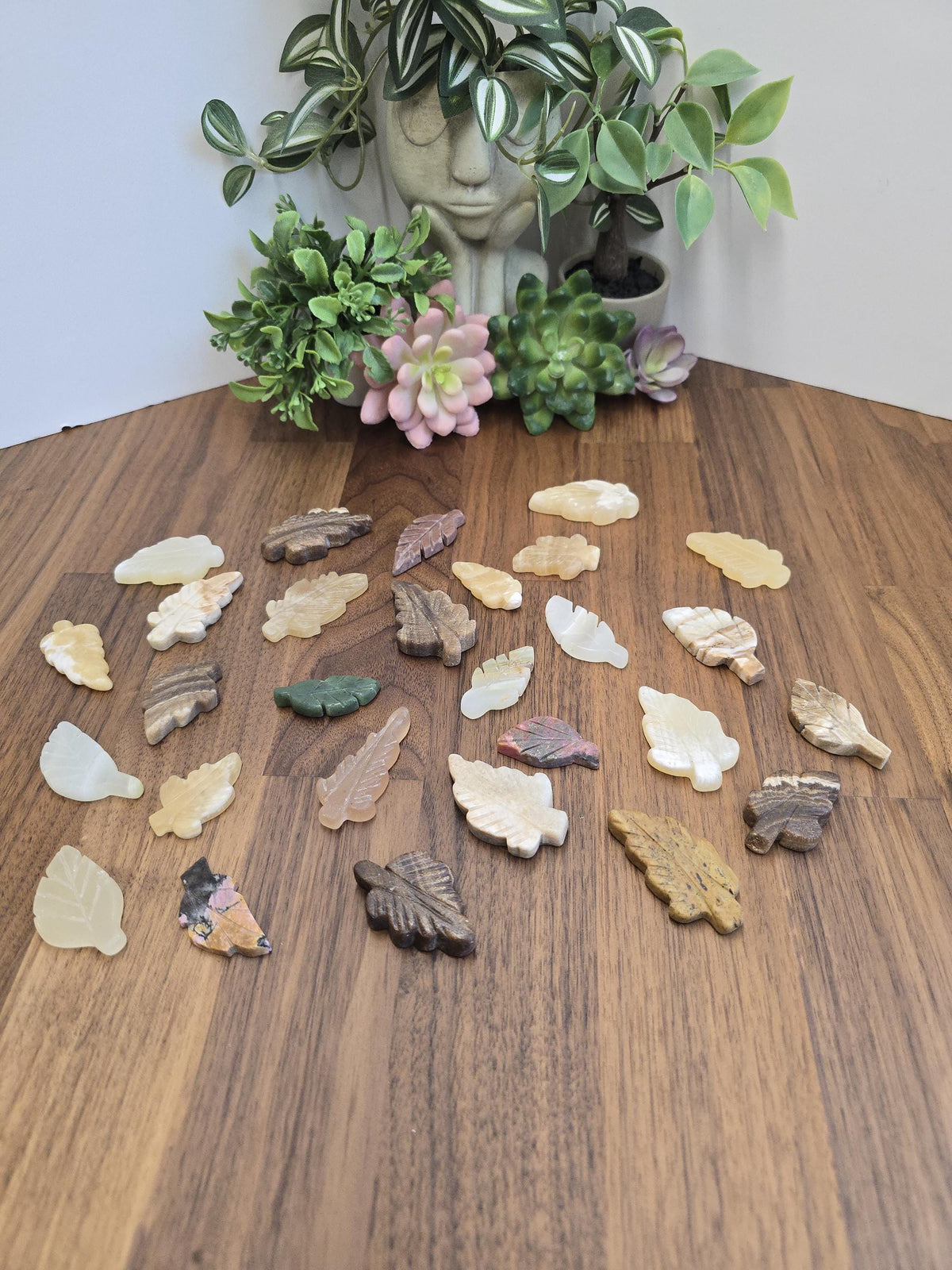 Hand Carved Leaf Mystery Pick! One crystal autumn leaf chosen intuitively just for you! Hand Carved Decor for Fall | Variety or Stones