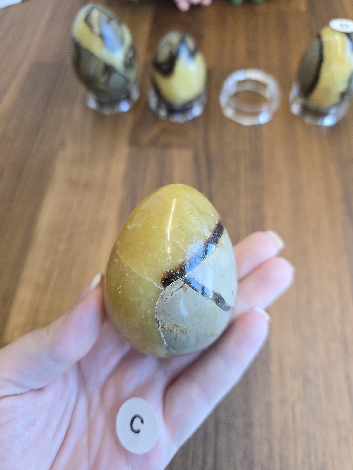 Septarian Crystal Dragon Egg - Yellow and Brown Natural Stone