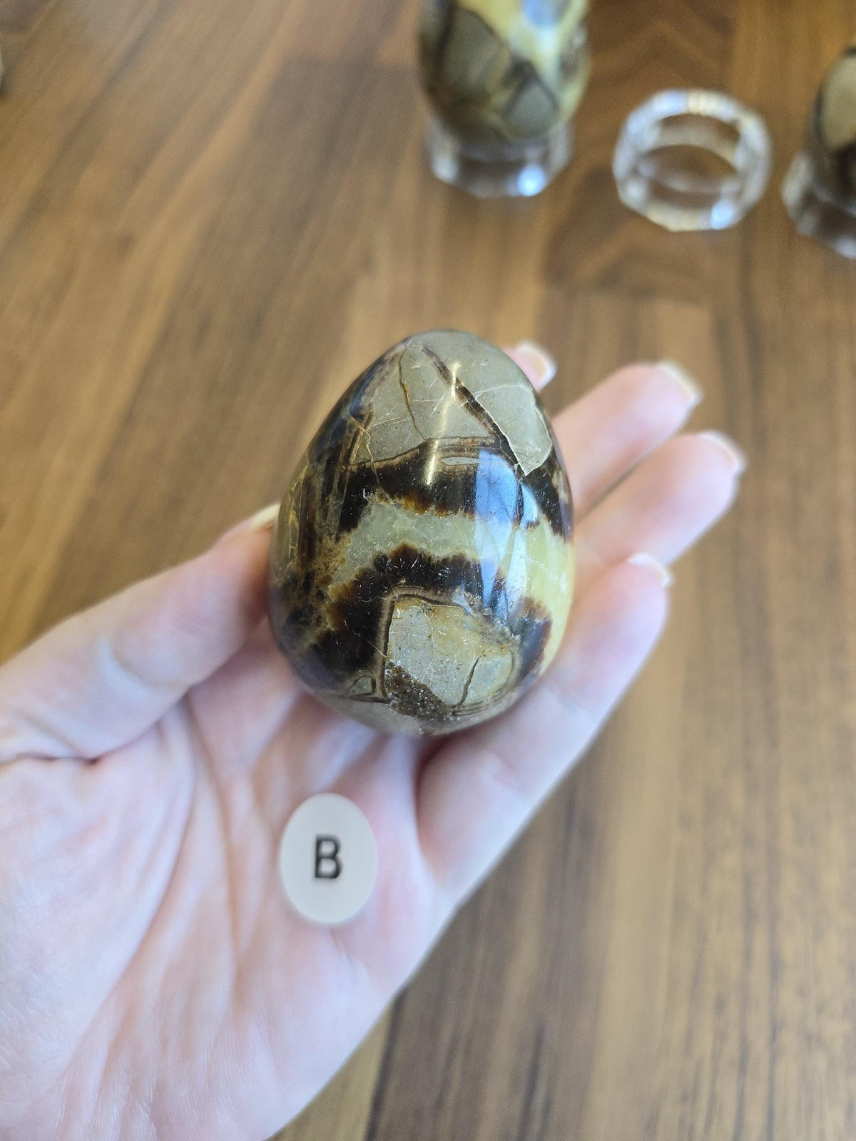 Septarian Crystal Dragon Egg - Yellow and Brown Natural Stone