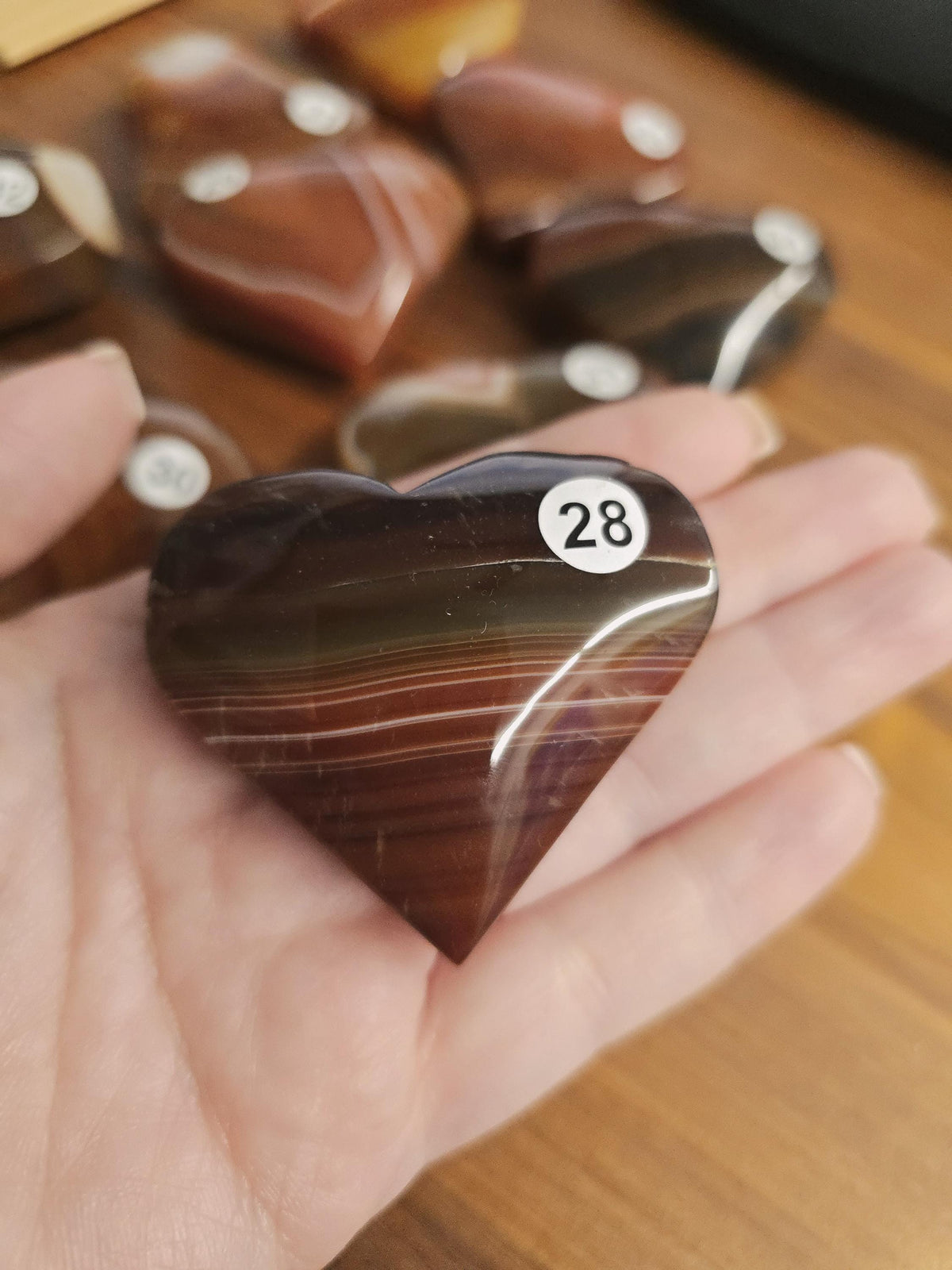 Inv - Carnelian Puffy Hearts | Red Banded Agate Crystals for Valentine Gifts | Pretty Sardonyx Stones for Christmas Stocking Stuffers