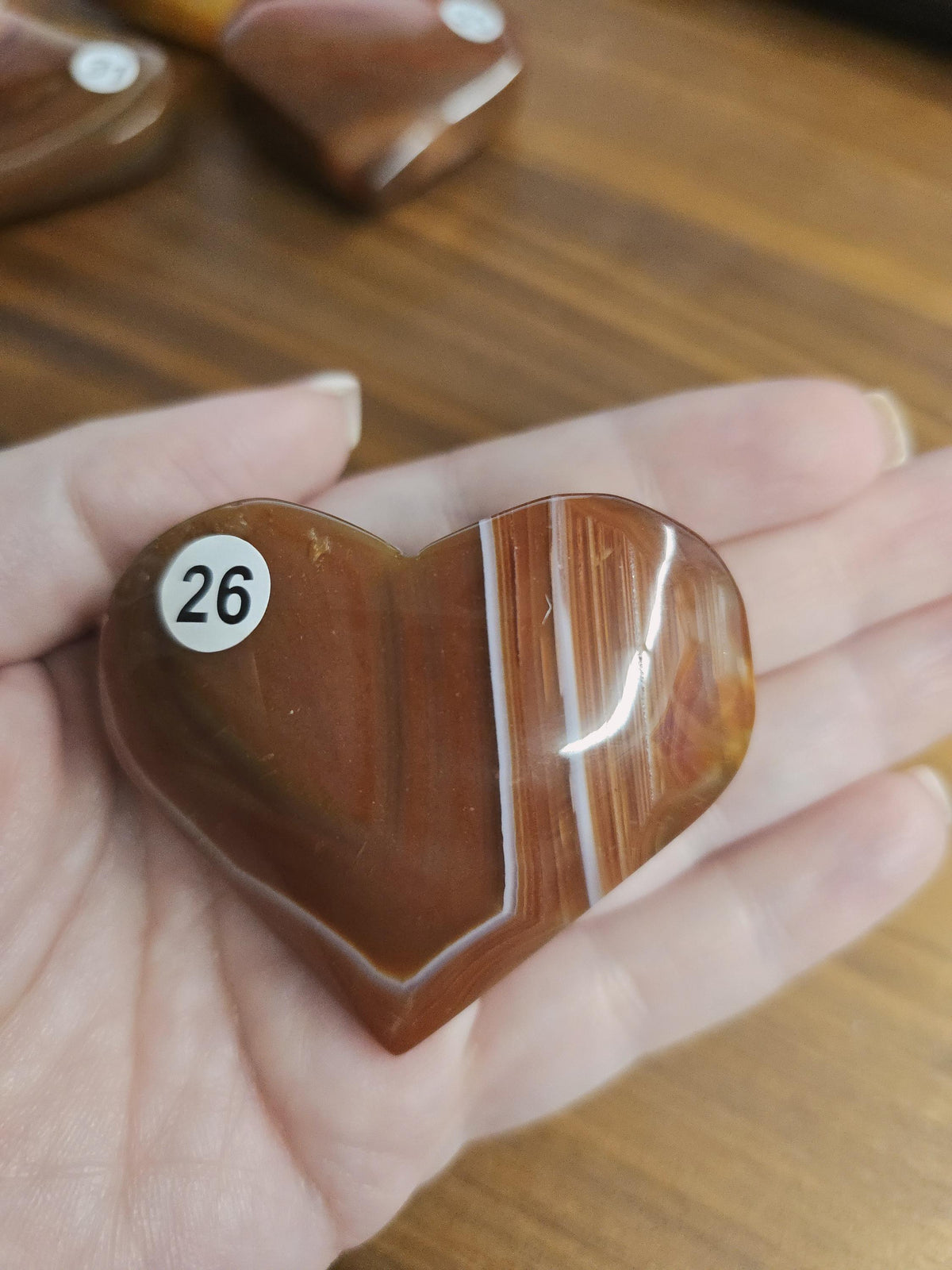 Inv - Carnelian Puffy Hearts | Red Banded Agate Crystals for Valentine Gifts | Pretty Sardonyx Stones for Christmas Stocking Stuffers