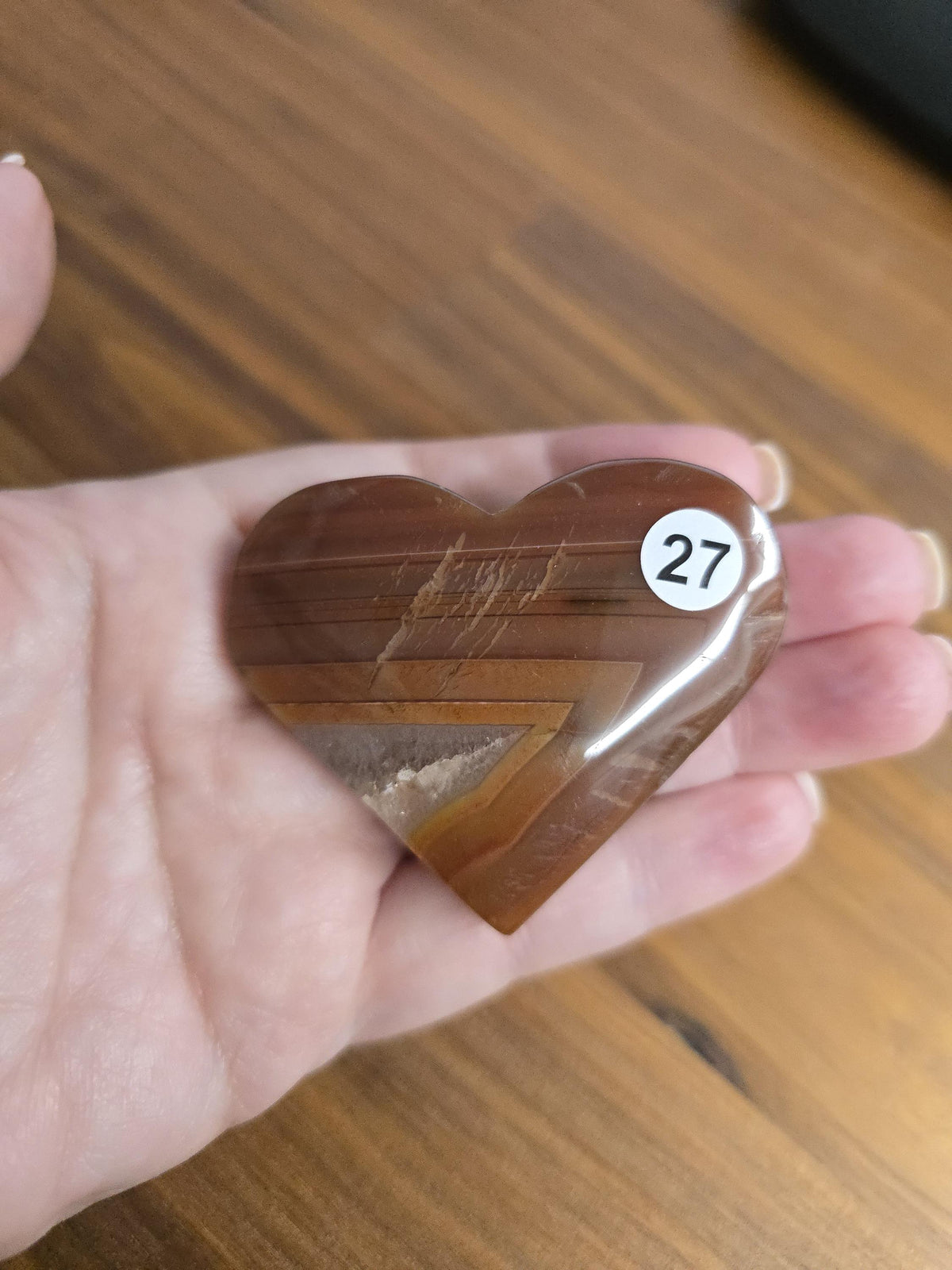 Inv - Carnelian Puffy Hearts | Red Banded Agate Crystals for Valentine Gifts | Pretty Sardonyx Stones for Christmas Stocking Stuffers