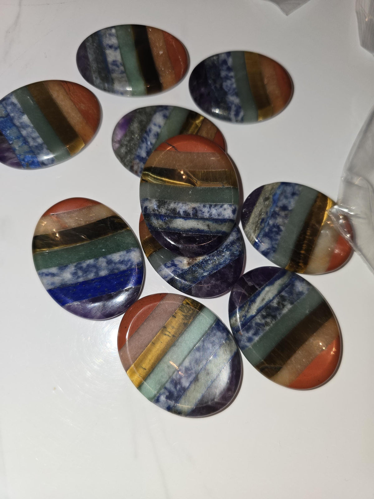 7 Chakra Worry Stone | 1.77" Thumb Stone | Pocket Fidget | Kids Gifts | Stocking Stuffers | Rainbow | Multi-Color | Intuitively Chosen
