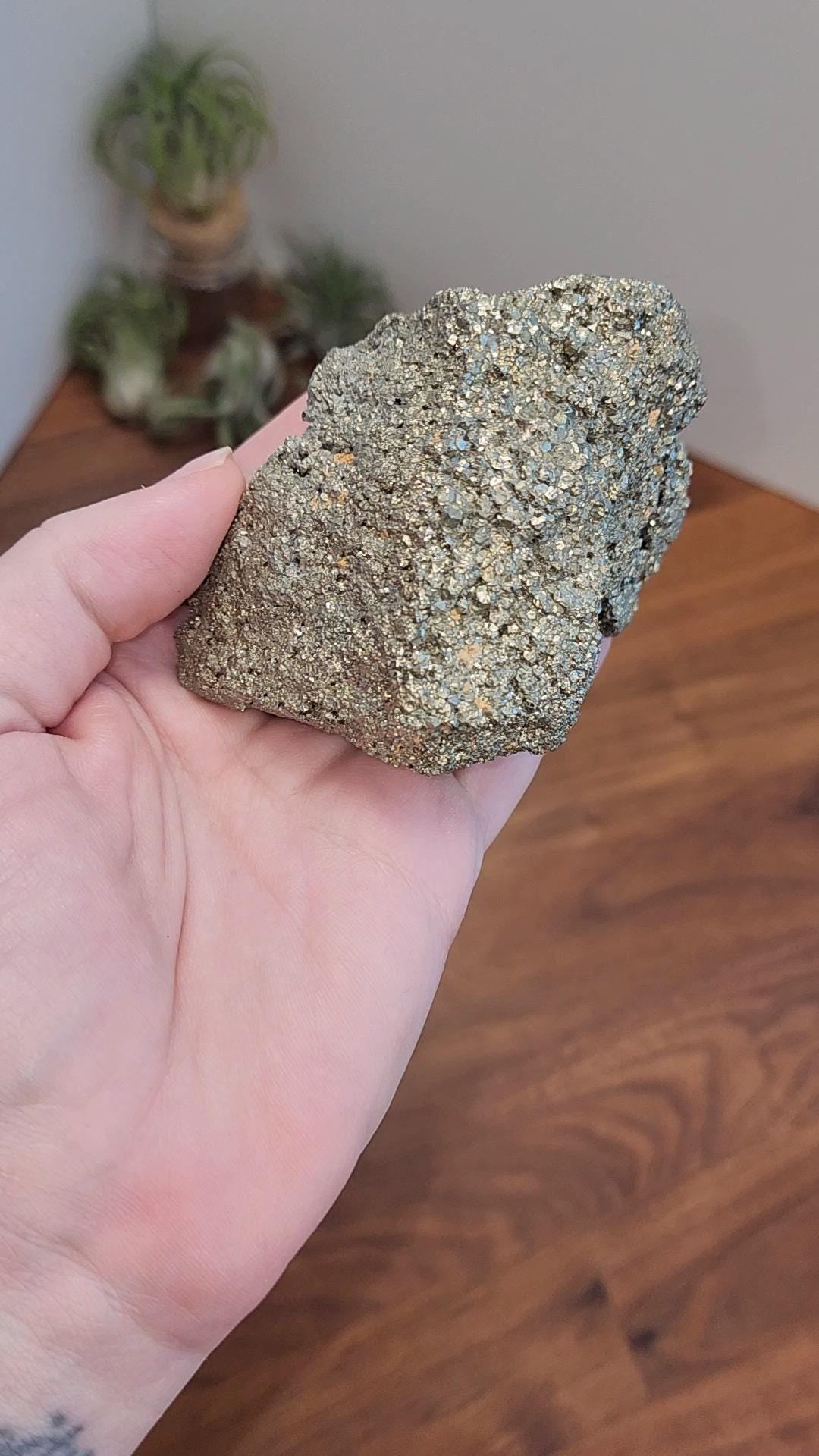 Raw Pyrite Crystal Chunk | Rough Sparkly Gold Specimen - Big Mineral for Bookshelf, Home Deco or Accent Piece