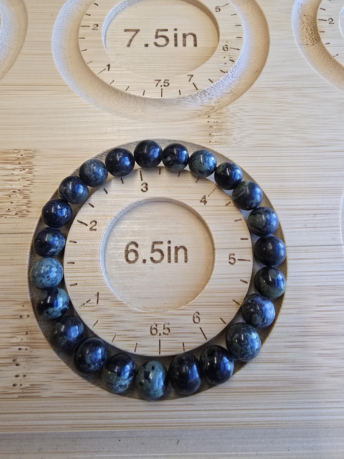 Inv - Kambaba Jasper Bracelet: 8MM Dark Green Crystal Beads | Evil Eye patterns and swirls in deep Forest Colors | Subtle gift for him