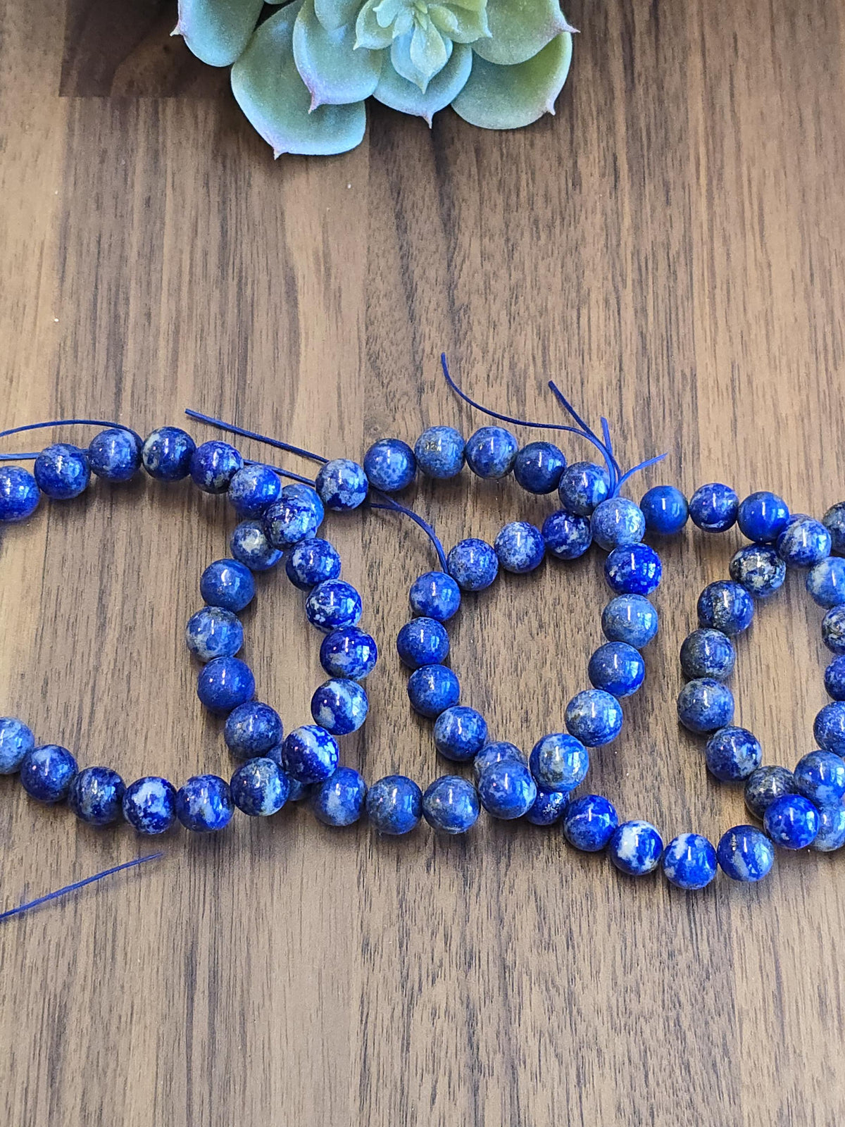 Lapis Lazuli | 8MM Crystal Bracelet | Intense Blue Metamorphic Rock with Pyrite | The Royalty Stone | Deep Navy Blue and Silver touches
